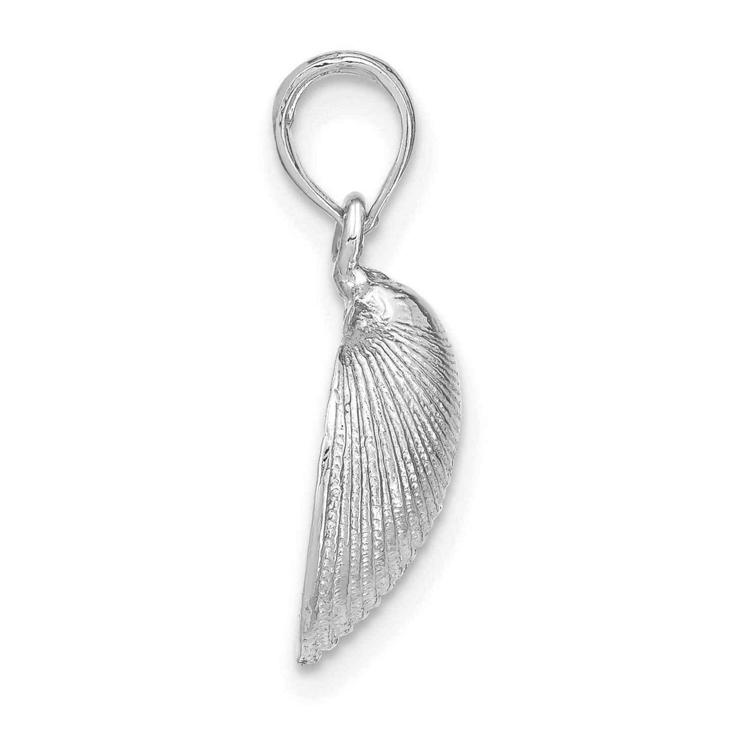 14k White Gold Seashell Pendant Necklace for Women with Textured Shell Design, Ocean Themed Jewelry for Summer and Vacation, Nautical Coastal Charm, Elegant Marine Inspired Beach Style Piece