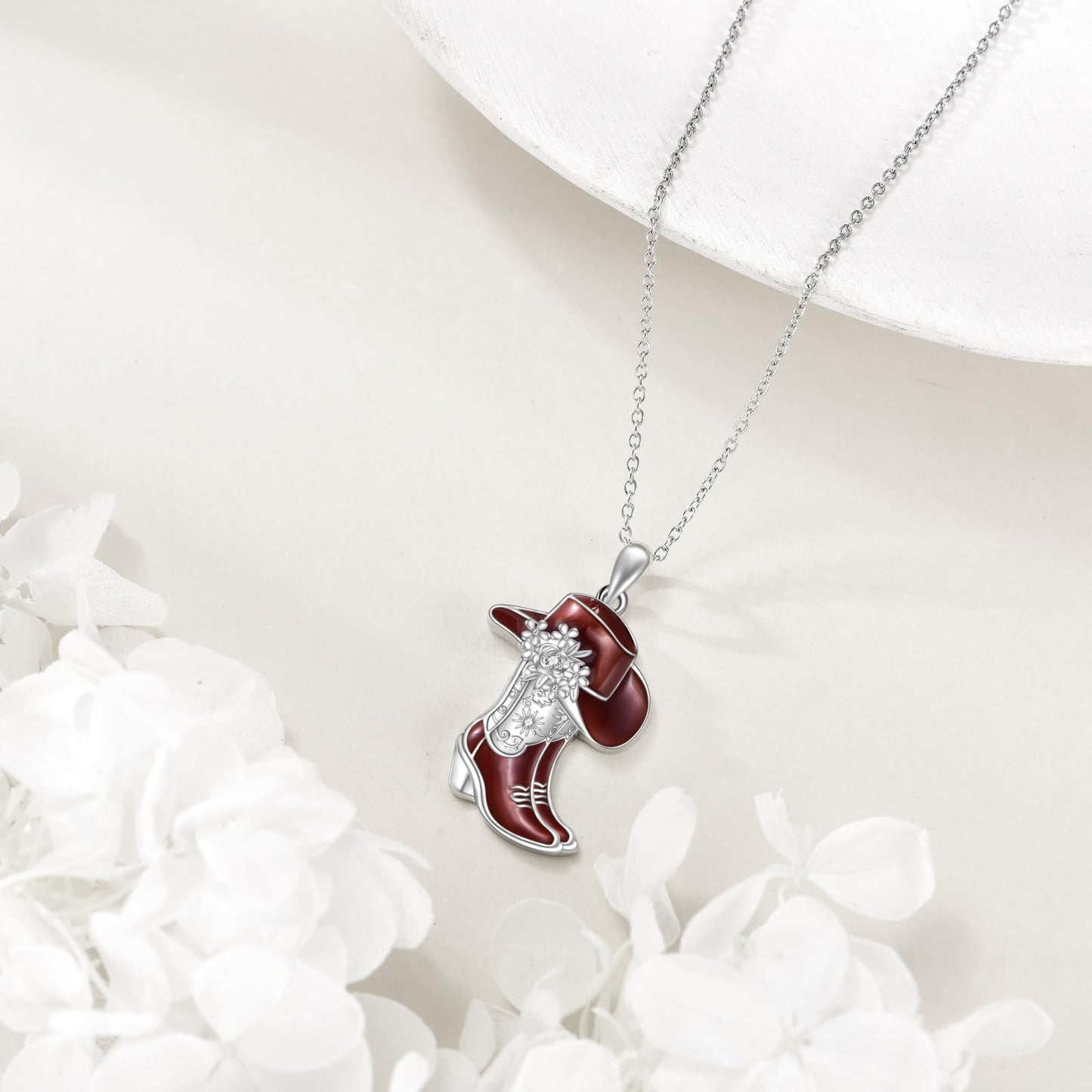 Grmdit Cowgirl Necklace for Women S925 Sterling Silver Cowboy Pendant Necklaces collar vaquero para mujer Western Jewelry Gifts for Cowgirl Cowboy