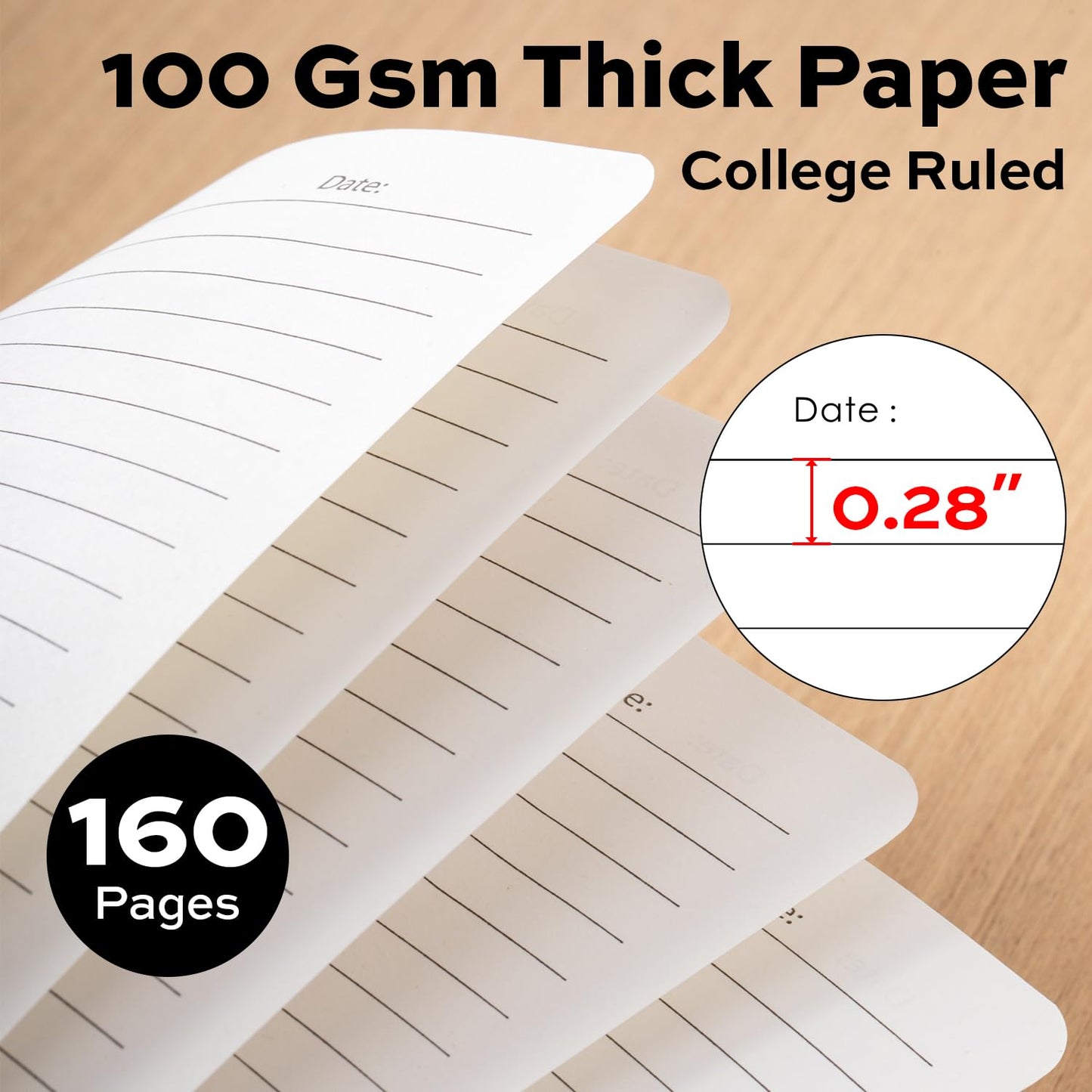 Deli 3-Pack Lined Spiral Journal Notebook Black, 160 Pages, A5 (5.5"x8") Hardcover Writing Notebook, College Ruled Spiral Bound Journal for Women & Men - Perfect for Work, School, Office & Note Taking