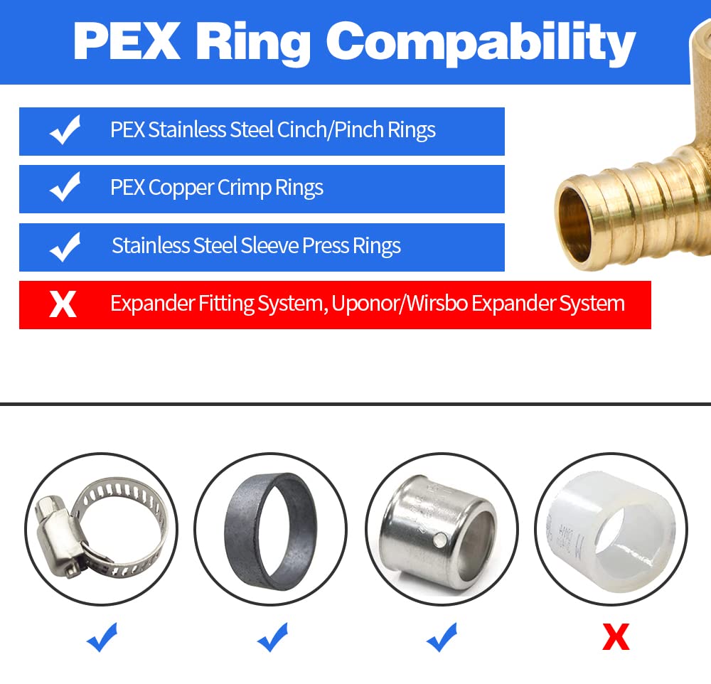 10 Pack Drop Ear Elbow Fittings, PEX 1/2" x 1/2" NPT Female Threaded Adapter Crimp Fitting, Brass, Full Port for PEX pipes in plumbing jobs