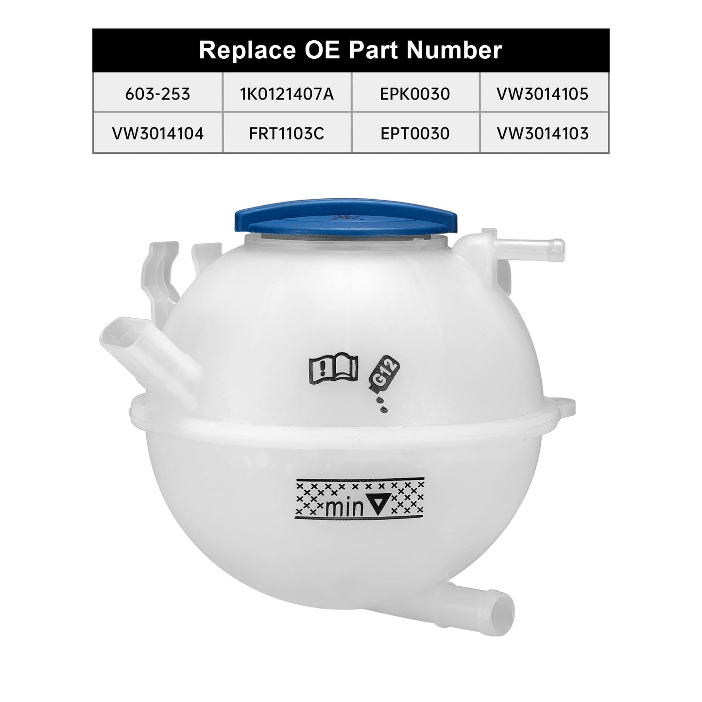 EVIL ENERGY Coolant Reservoir, Compatible with Volkswagen Beetle Passat GTI Jetta Golf R Audi A3 Q3 TT Quattro, Replacement for 603-253, 1K0121407A