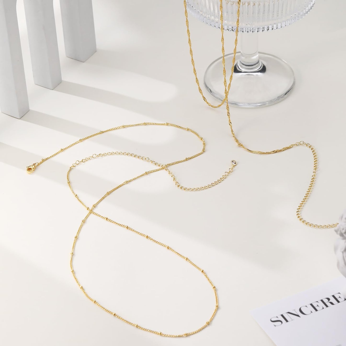 CAROVO Belly Waist Chain for Women 14K Gold Plated Layered Body Chains Boho Satellite Bead Belly Chain Sexy Bikini Body Jewelry for Women Adjustable