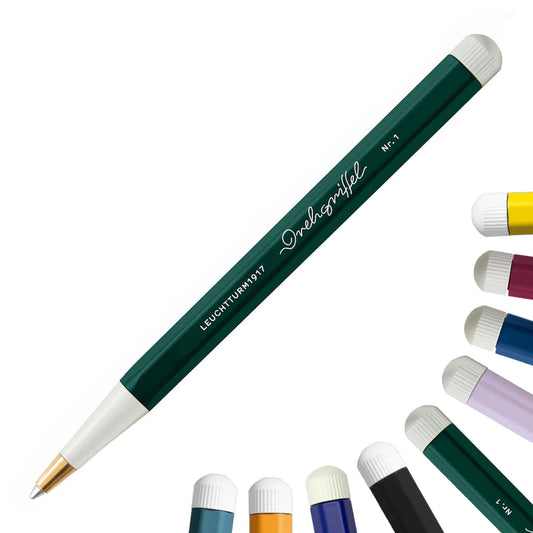 LEUCHTTURM1917 - Drehgriffel Writing Pen (Forest Green) - Ballpoint Pen with Royal Blue Ink Included