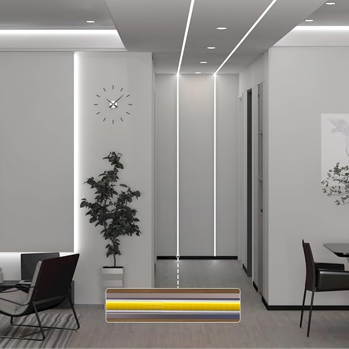 BTF-LIGHTING FCOB COB 5mm Width UL Listed Super Narrow Flexible Uniform Light LED Strip 16.4FT DC12V 6000K CRI 90+ Dimmable LED Ribbon for Kitchen Home Indoor Decoration(No Adapter or Controller)