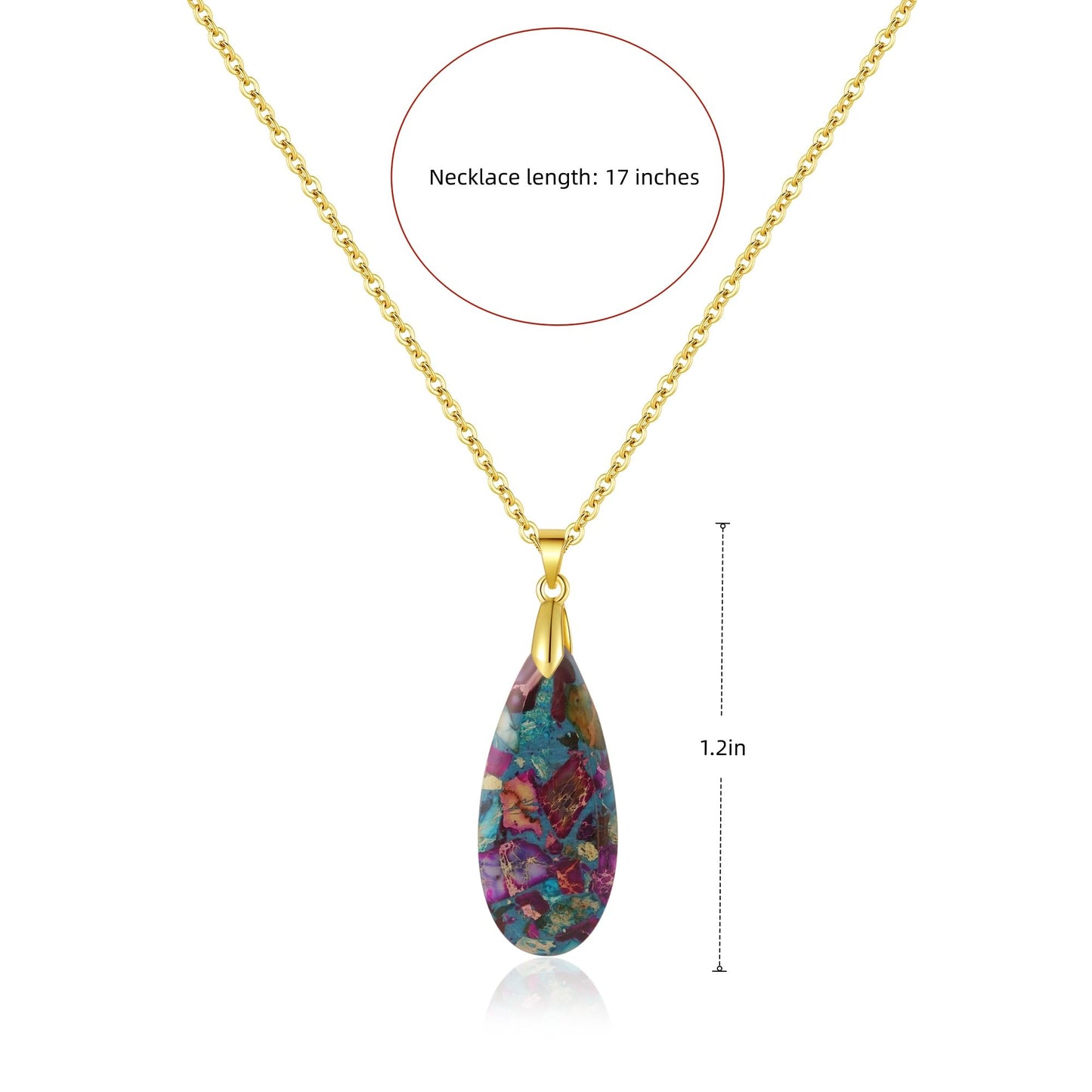 Sriomu Natural Stone Chain Necklaces (Color Blue - Gold)