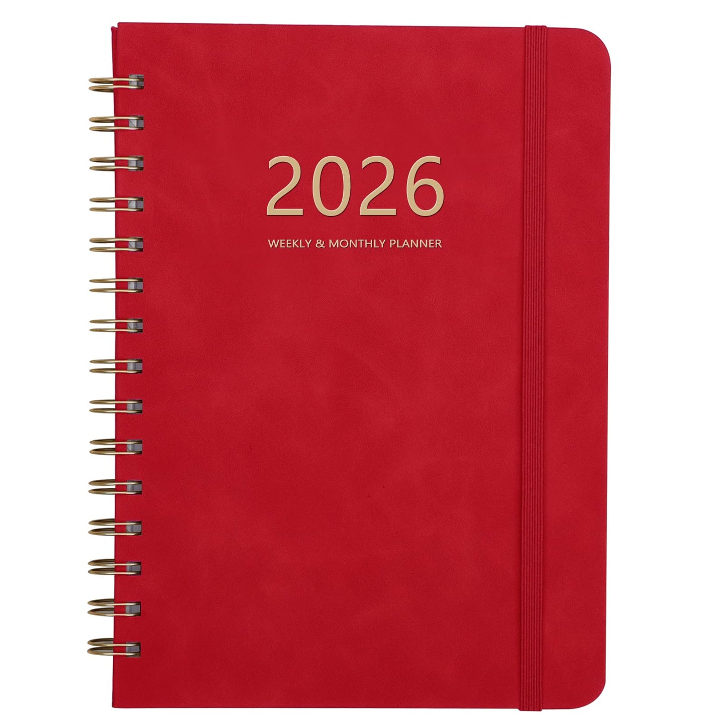 2026 Planner - Weekly and Monthly Planner 2026, Jan 2026 - Dec 2026, 6.4" x 8.5", Daily Planner Calendar Planner with Monthly Tabs, Elastic Closure, Pocket, Notes, Faux Leather Cover Yearly Agenda(Red)