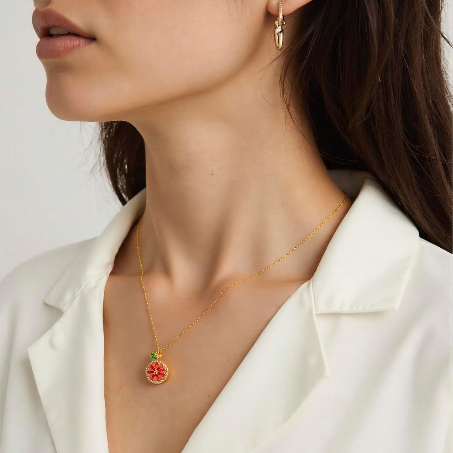 Tessalyn 18K Gold Plated Fruits Necklace, Sweet Little Lemon Pendant Necklace, Fruits Jewelry for Women Gifts, Personalized Pendant
