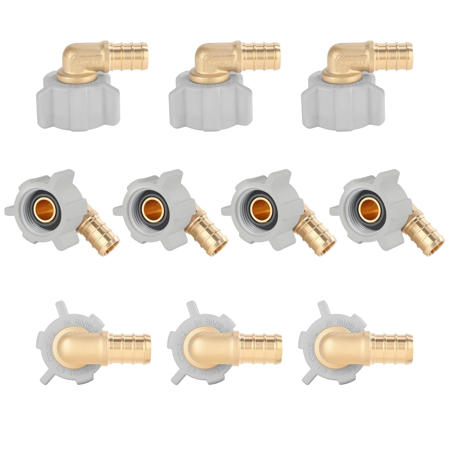 YVSKM 1/2" Pex × 1/2" Female NPT Swivel Elbow No-Lead Brass Crimp Fitting,PEX-B Compatible,10-Pack
