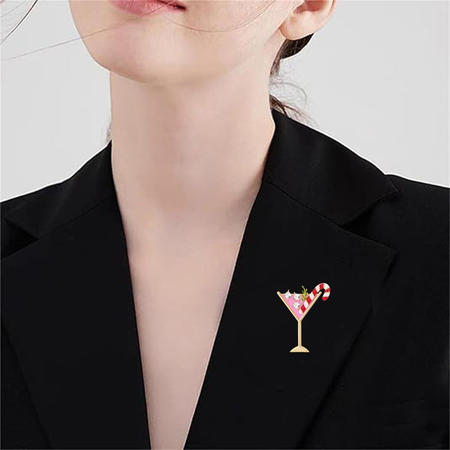 DEYOUM Cocktail Wine Glass Brooch Pin for Women Trendy Cute Cocktail Wines Glass Wine Bottle Brooch Pin Party Hat Bag Suit Charm Jewelry Gift Accessories (chrismas)