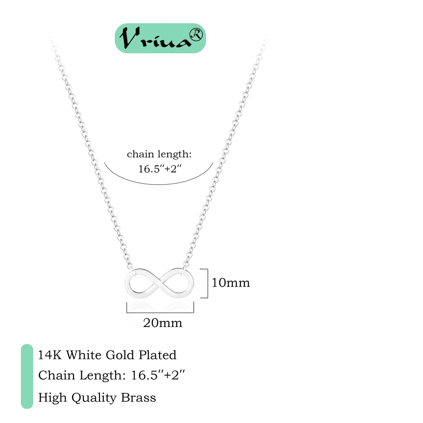 VRIUA Linked Pendant Necklace 14K Silver Plated Dainty Necklace for Women Minimalist Silver Necklace Everyday Jewelry