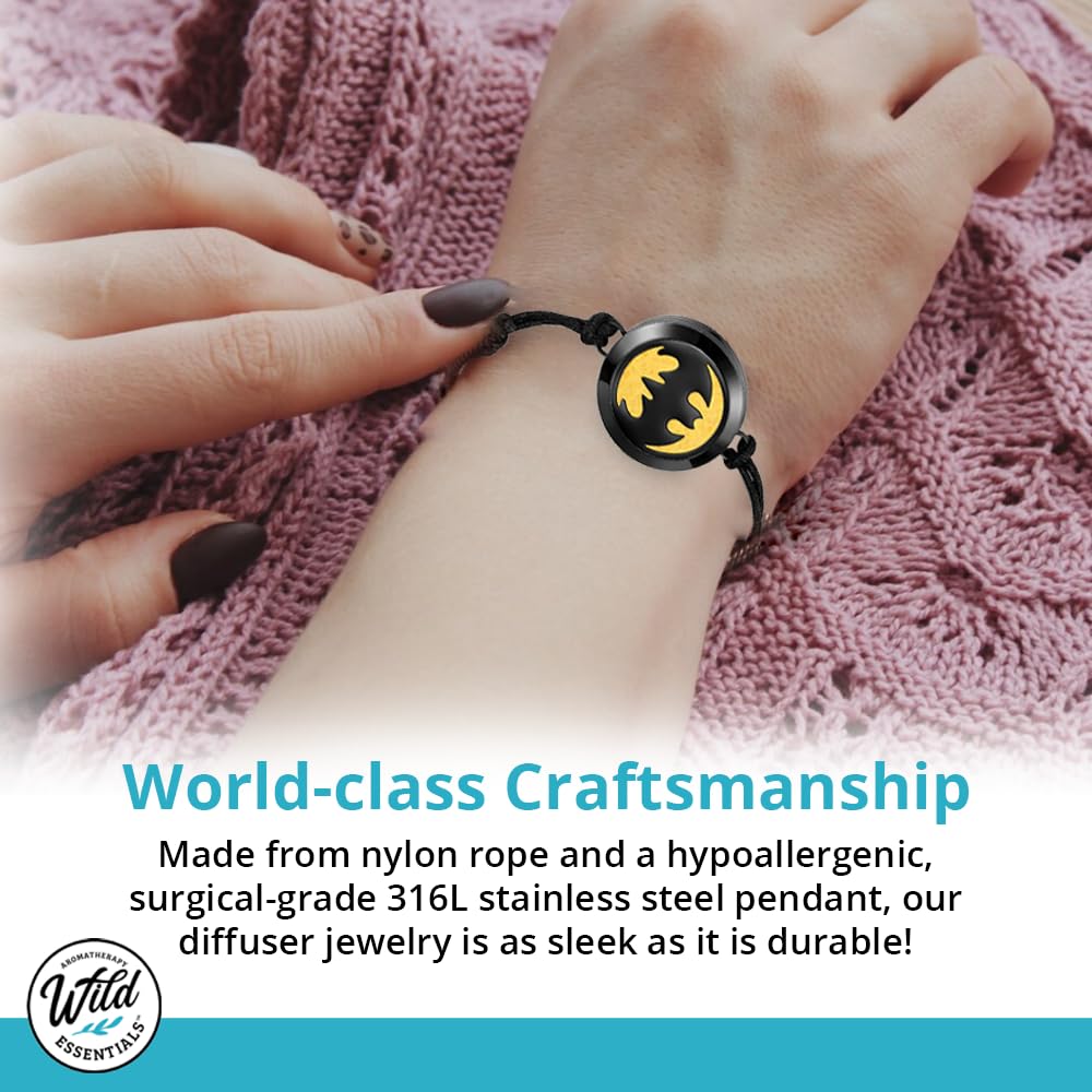 Wild Essentials Potter Hallows Essential Oil Diffuser Bracelet, Stainless Steel Aromatherapy Locket, Adjustable Nylon Band, 12 Color Pads, Customizable Color Changing Perfume Jewelry for Aromatherapy