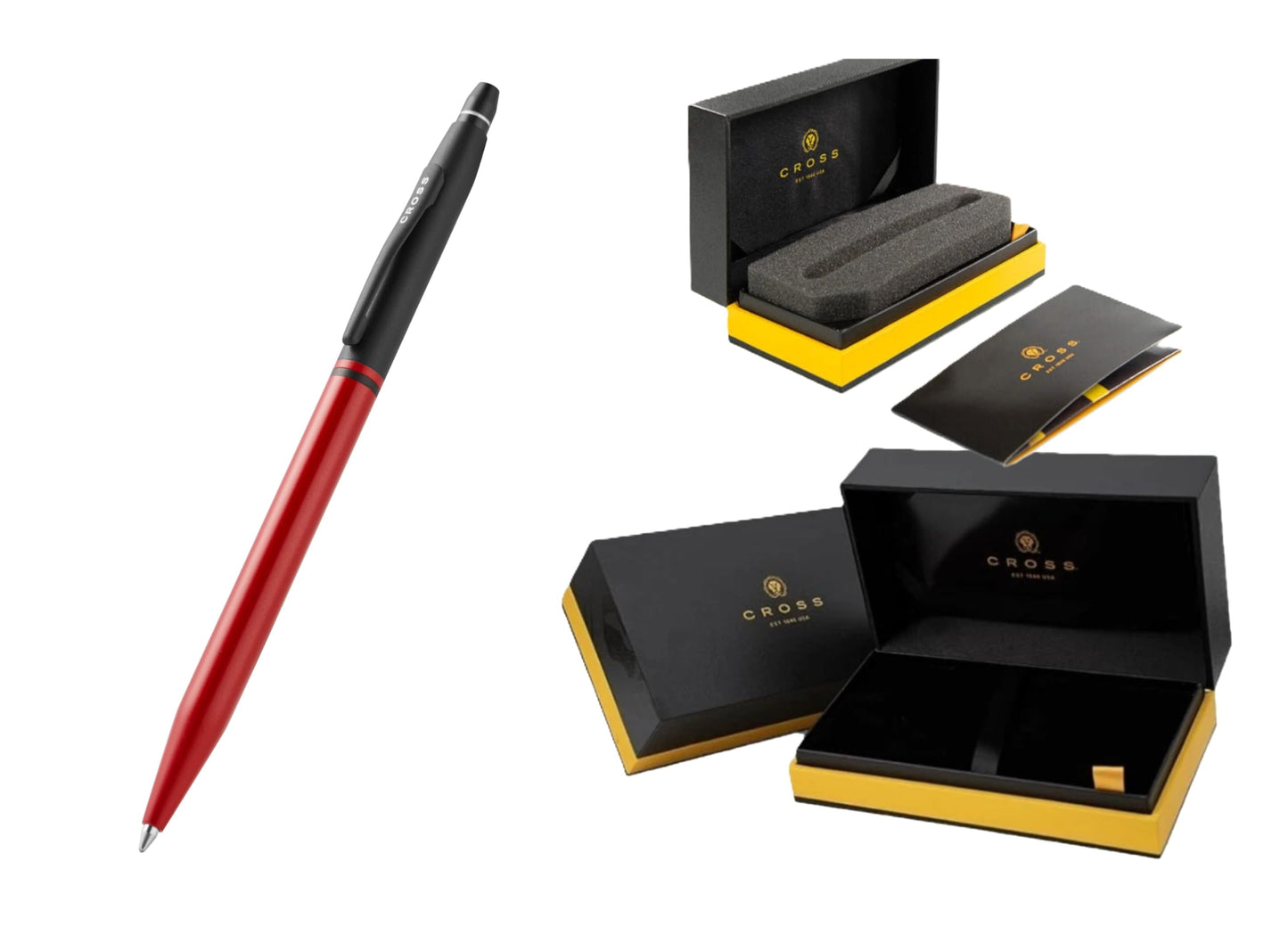 Cross Click Tuxedo Selectip Ballpoint Pen, Striking Satin Metallic Red with Black Contrasting Appointments, High-End Gift, Smooth Writing, Luxury Corporate Gift Box