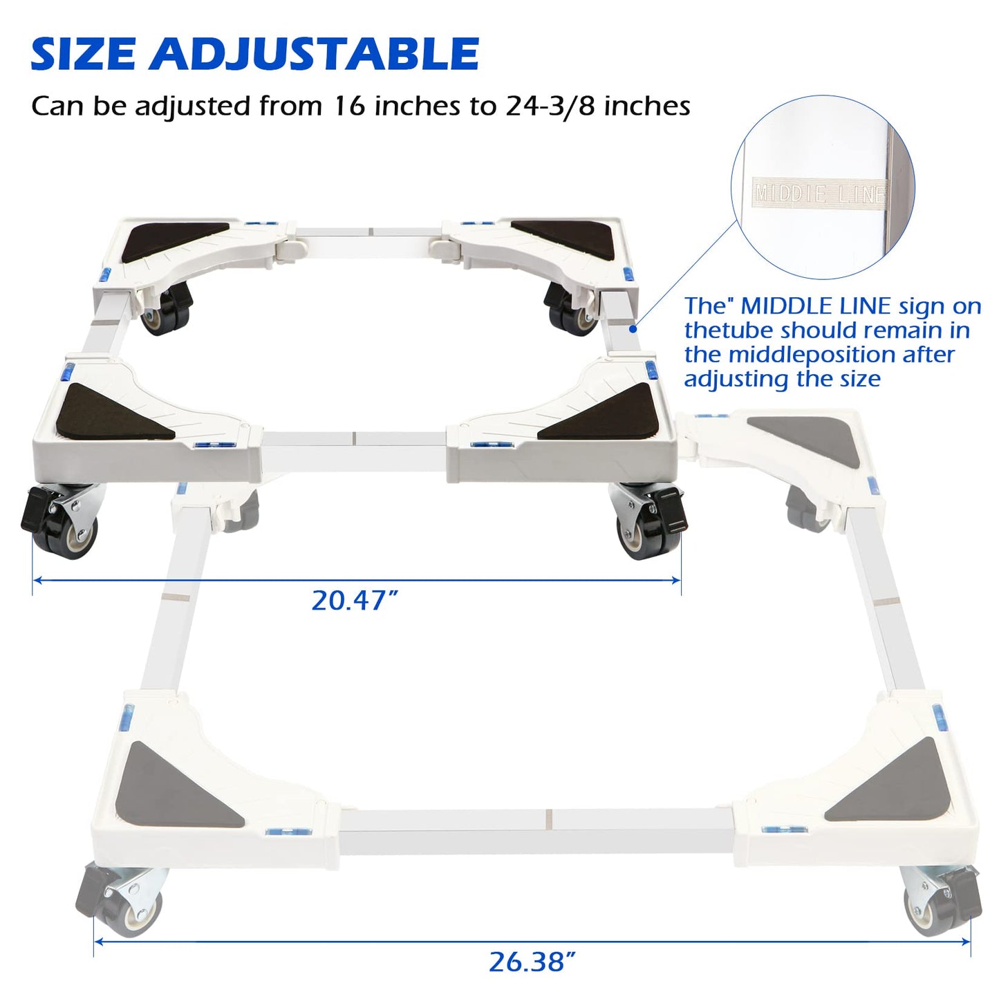 Nefish Furniture Dolly Adjustable Mini Fridge Stand Dolly Cart with 4 Lockable Wheels Washing Machine Stand Mobile Roller Universal Mobile Base Stand for Washer Dryer Refrigerator