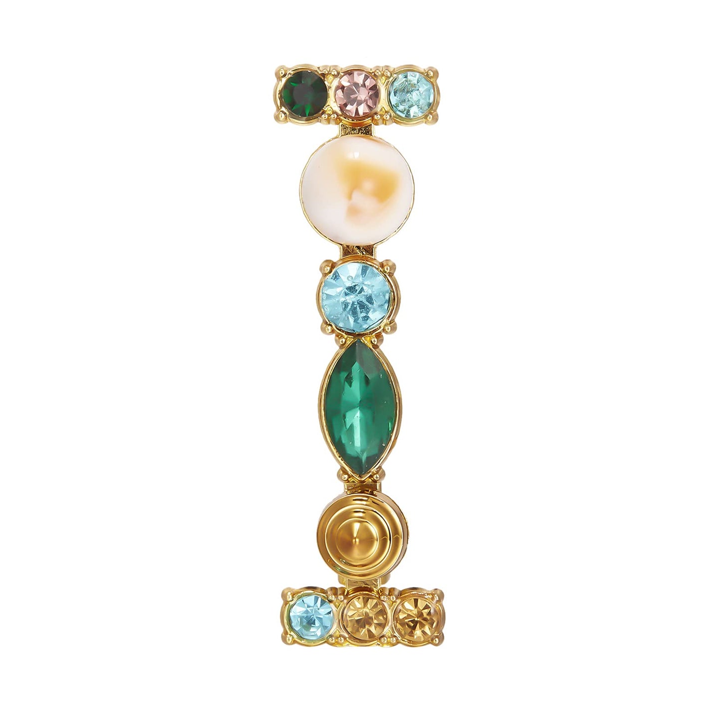 RINHOO Crystal Pearl Initial Brooch Gold Plated Enamel Colorful Letter Alphabet Breastpin Pin Jewelry for GIFTS (Gold I)