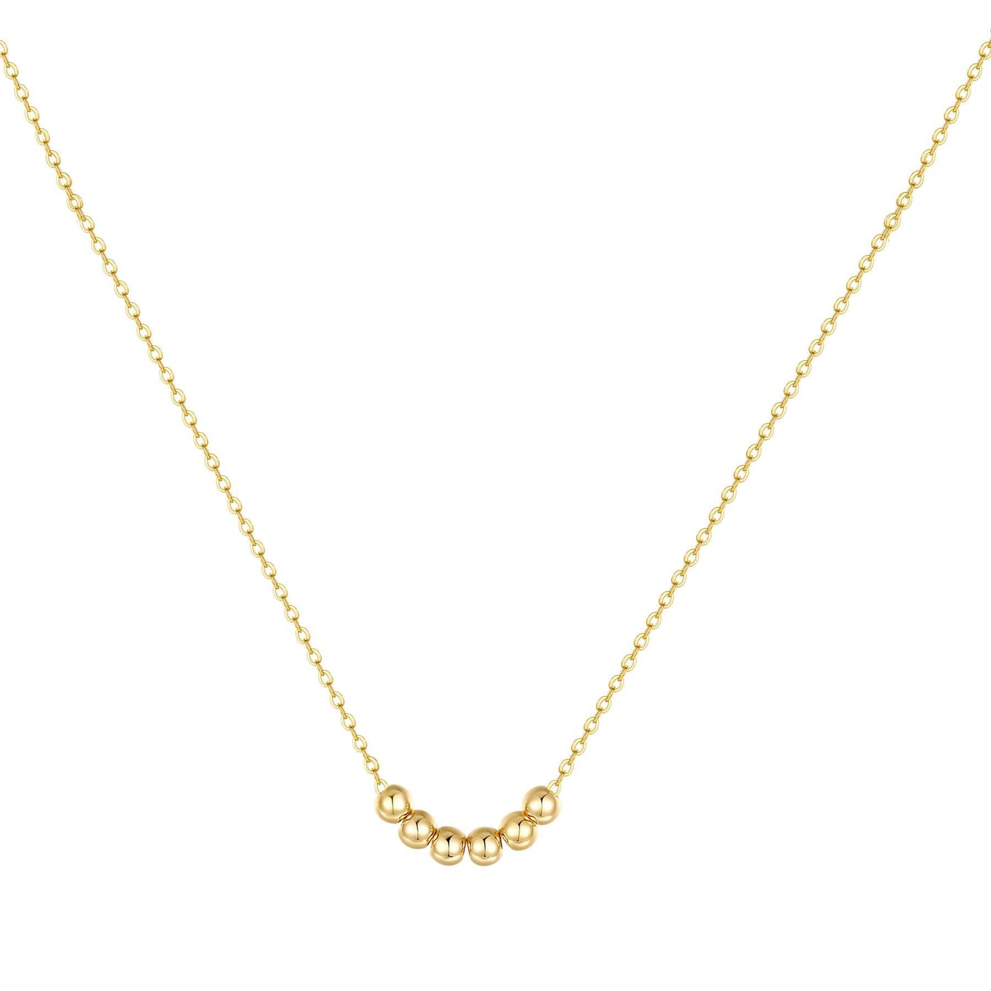 Gold Beads Necklace, Women 14k Gold Plated Cute Fashion Dainty Necklace Tiny Beads Chain Penadant Necklace Minimal Jewelry