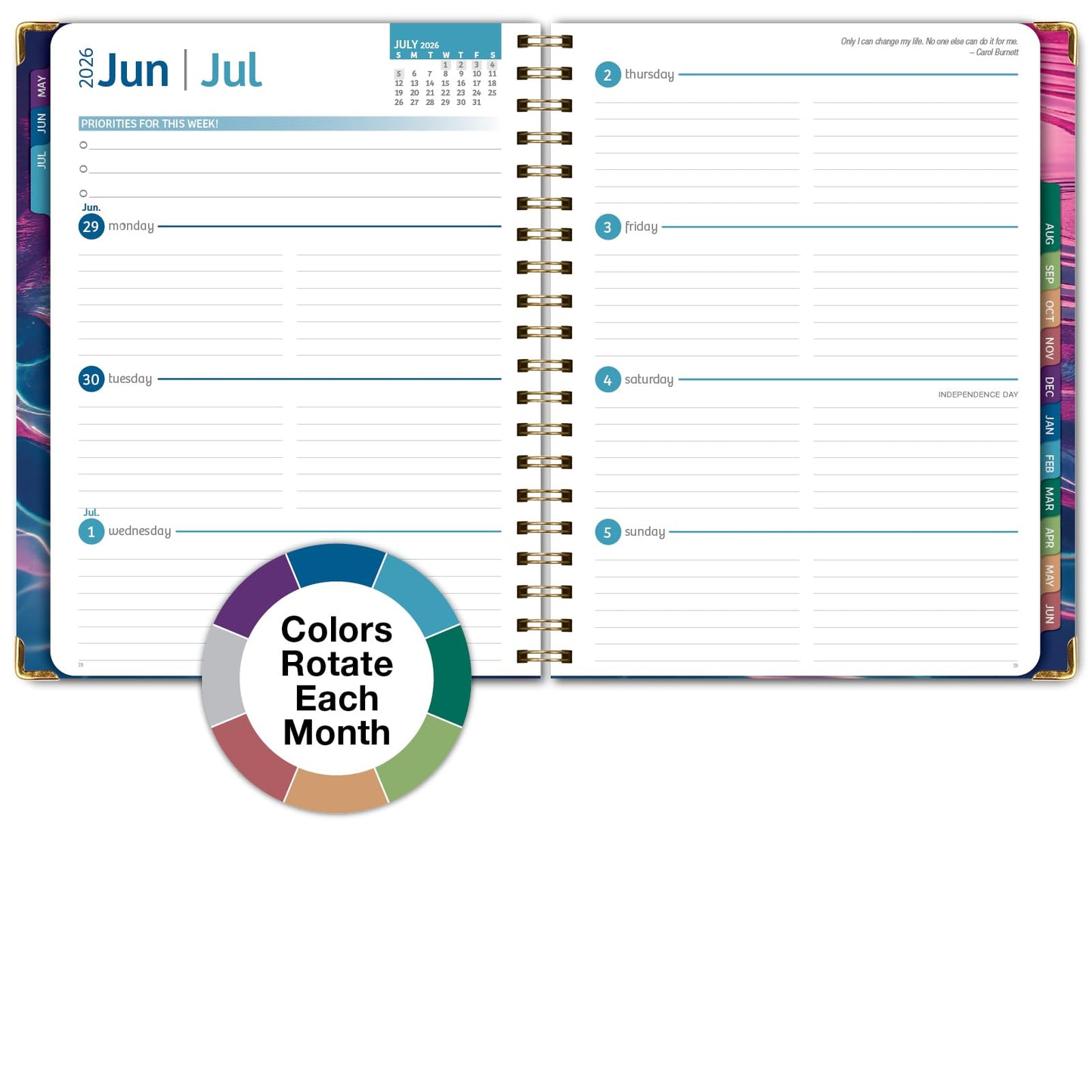 HARDCOVER Academic Year 2026-2027 Planner: 14 Months (May 2026 Through June 2027) 8.5"x 11" Daily Weekly Monthly Planner Yearly Agenda. Bookmark, Pocket Folder and Sticky Note Set (Summer Bliss)
