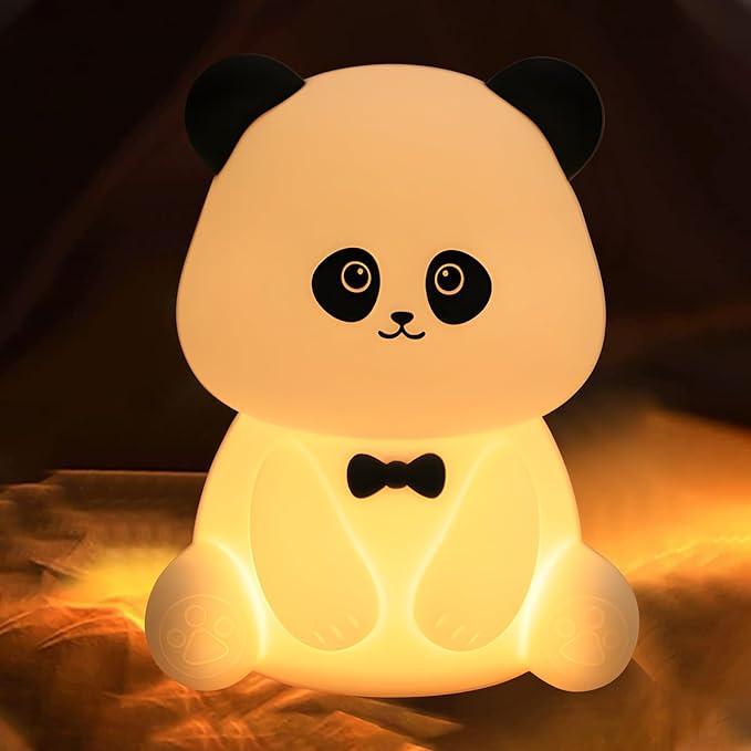 Cute Panda Night Light, Squishy Animal Nightlamp, Rechargeable Dimmable Nursery Soft Silicone Table Bedroom Lamp Portable Adjustable Lighting Bedside Gift