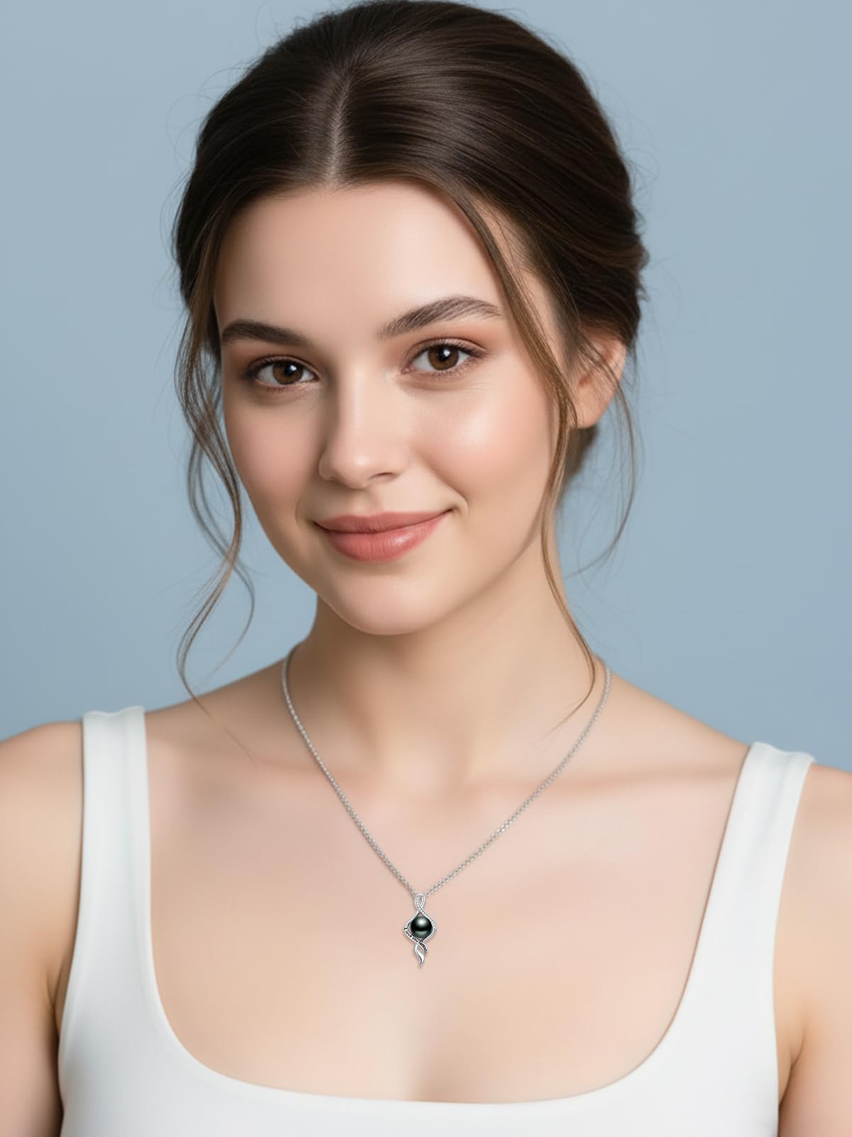 KANNSOAR Tahitian Black Pearl Necklace, 18K Gold Plated, I Love You Forever Pendant 9MM Pearl Jewelry Anniversary Wedding Valentines Day Christmas Mothers Day Gift for Women