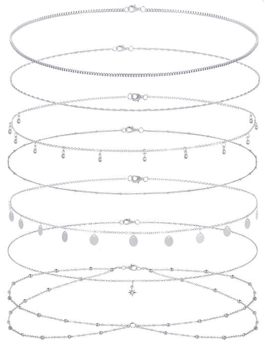 Tornito 8Pcs Waist Chain 18K Gold Plated Belly Chain Sexy Bikini Summer Beach Layered Satellite Beads Coin Sequin Octagram Star Box Chain Body Jewelry Gifts for Women Gold Silver Tone Adjustable