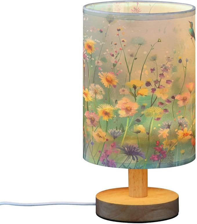 senya Table Lamp for Bedroom Living Room, Dandelions Wildflowers Spring Bedside Lamps with USB Charging Ports Nightstand Light Lamps, Bird 2, E08D23010