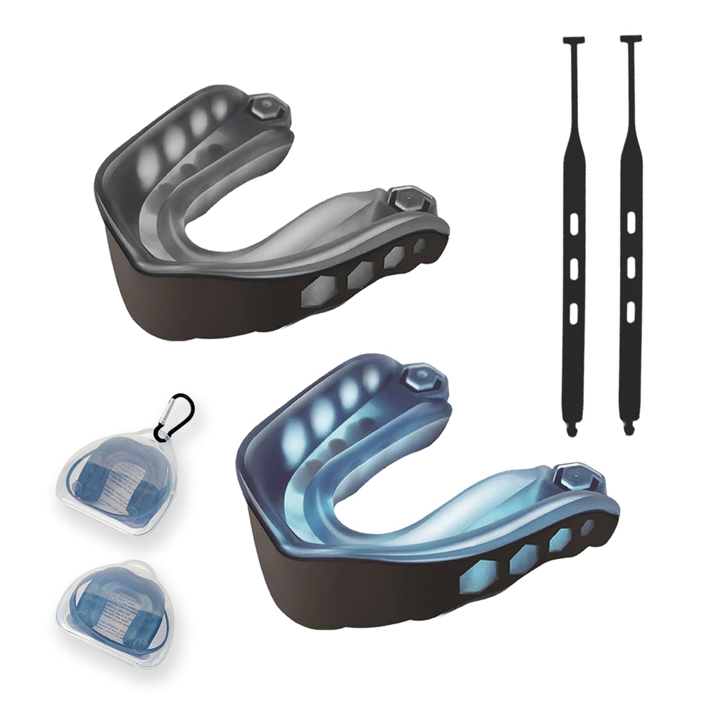 Shinseedl 2 Pack Youth Football Mouth Guard with Strap and Case, Adults Sports Mouthguard Mouth Pieces for Football, Boxing, Basketball, Rugby, Hockey, Lacrosse, MMA, Wrestling, Soccer (Youth)