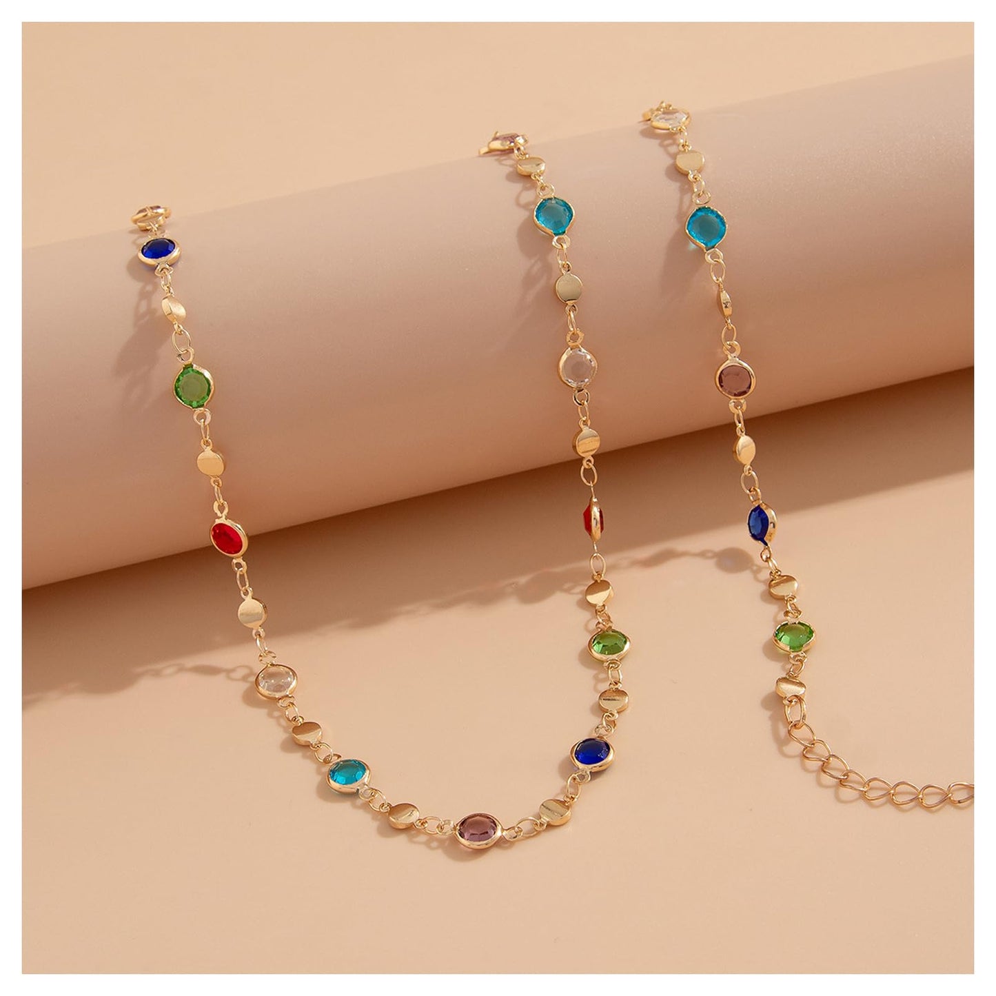 Simple Colorful Crystal Body Chain for Women Waist Sexy Summer Rhinestone Bead Belly Body Chain Jewelry Bikini Beach Waist Chain Jewelry (Gold)