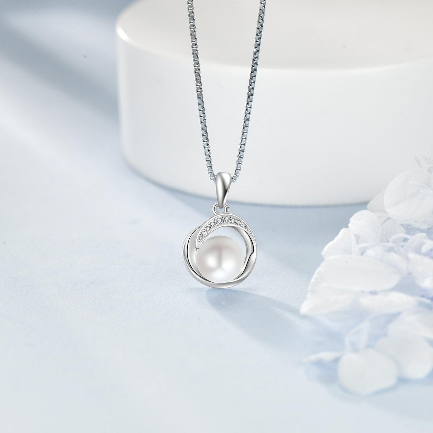 POPLYKE Single Pearl Necklaces for Women 925 Sterling Silver 8mm Pearl Jewelry Gifts for Her 18+2 IN