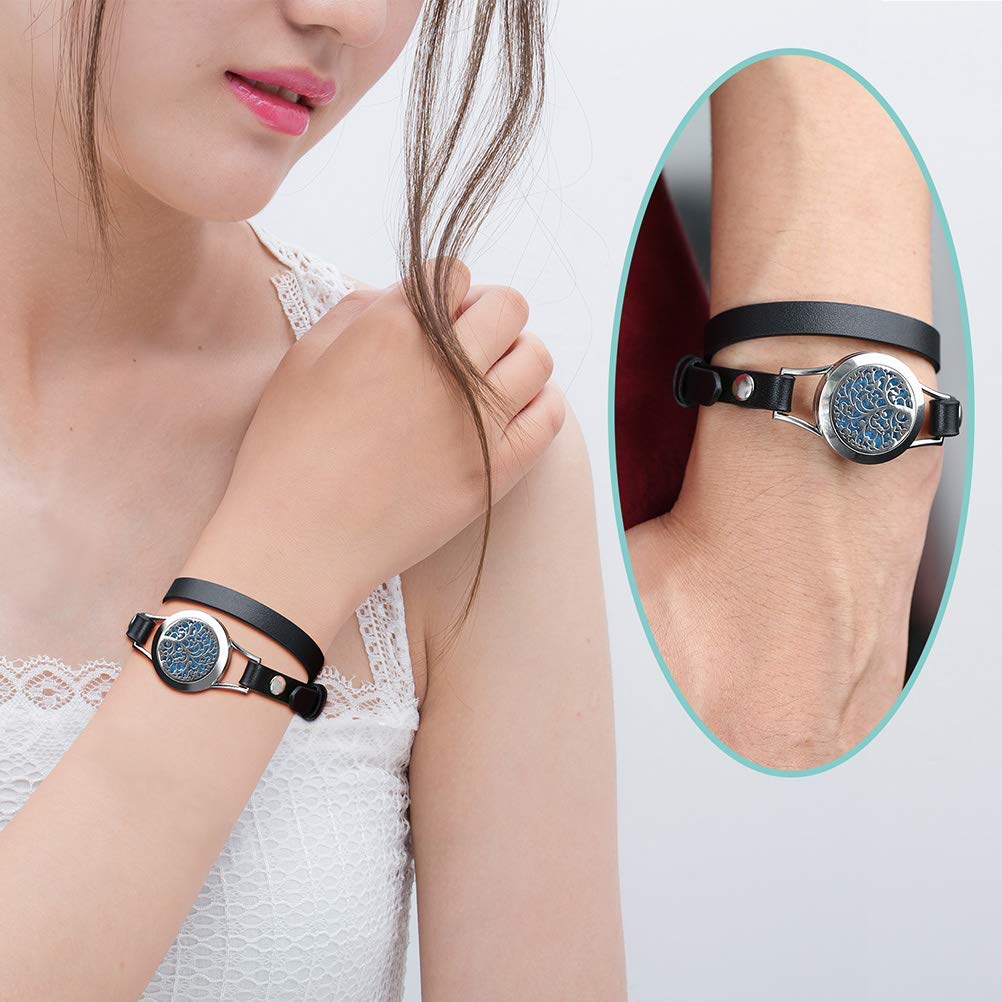 SOMORA Unique Gifts for Women - Valentine's Day Birthday Gifts for Women, Mom, Best Friend, Sister, Wife, Mothers Day Mom Gift, Aromatherapy Diffuser Bracelet Gift Set, Black