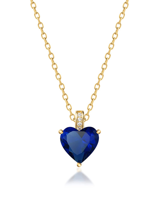 MIDDLUX Birthstone Necklace for Women, Heart Necklace, Birthstone Jewelry, Sapphire Necklace, Sapphire Jewelry for Women, September Birthday Gifts for Women, Blue Necklace
