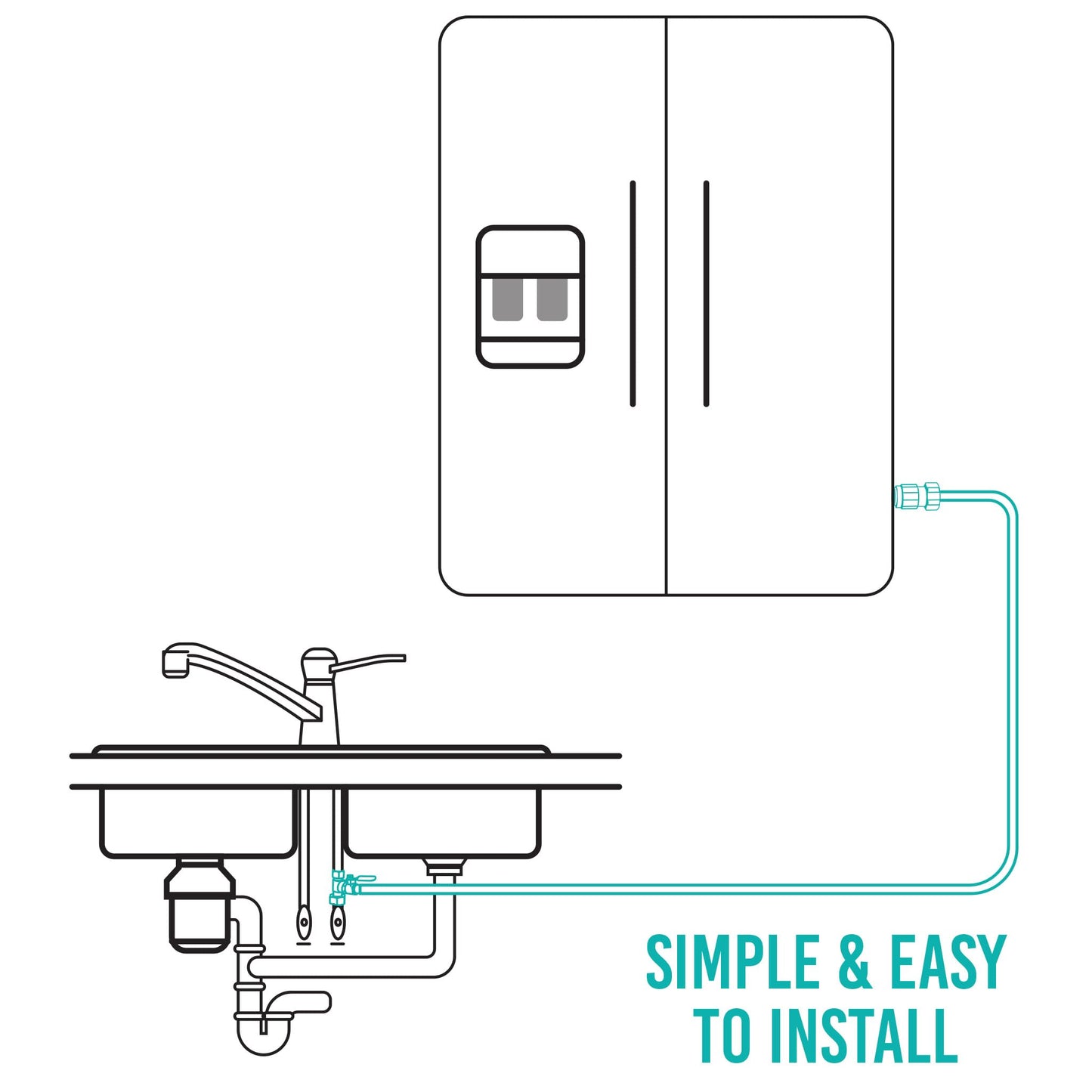 Ice Maker Fridge Quick Installation Kit with 25' Feet Tubing for Drinking Water Appliance Water Line, Solid Brass Stop Tee and Valve, 1/4" Fittings