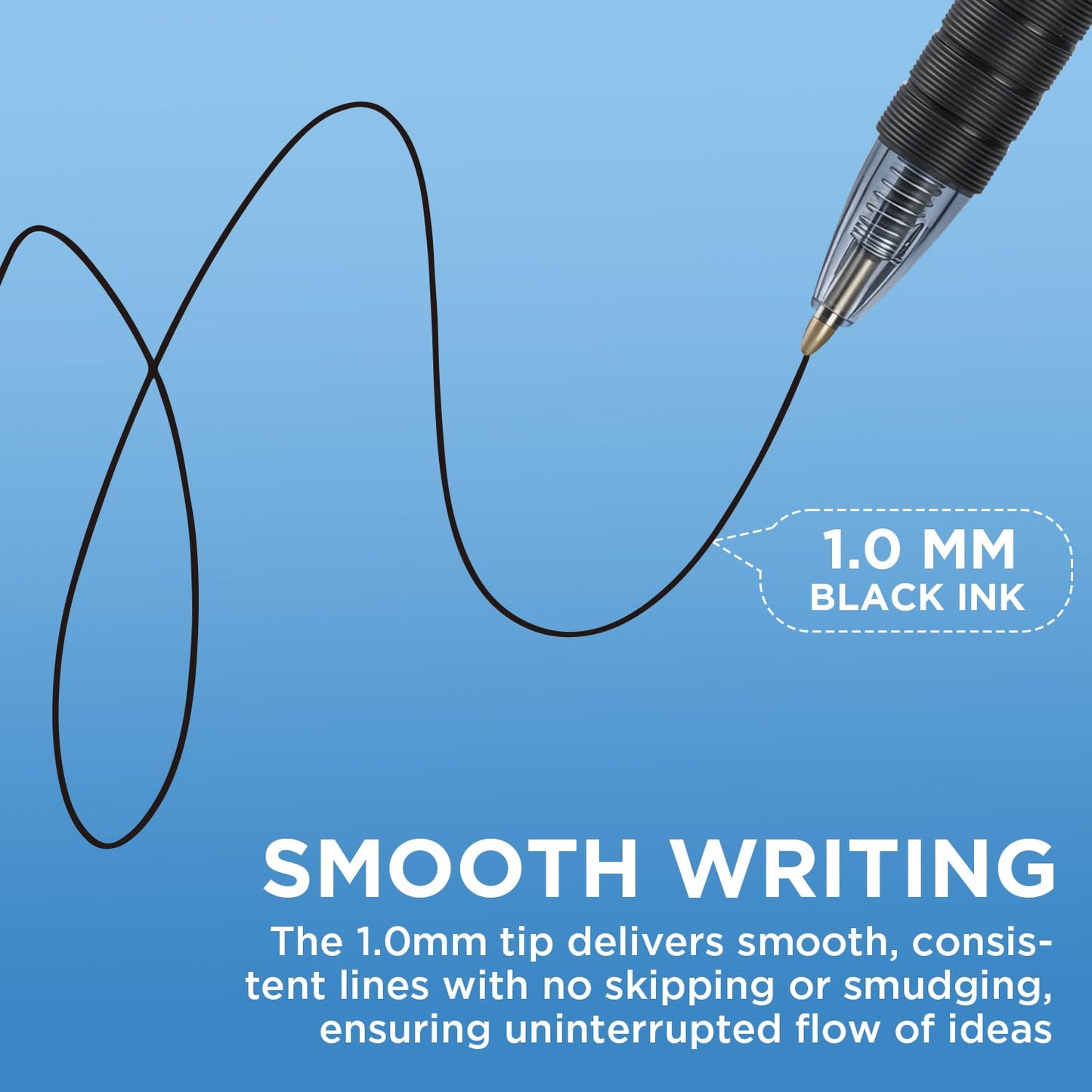 deli Pens Bulk,50 Pack Ballpoint Pens Black Ink 1.0MM Medium Point, Smooth Writing Retractable Pen with Soft Grip, No Bleed,Fast Dry,for Office School Home Use