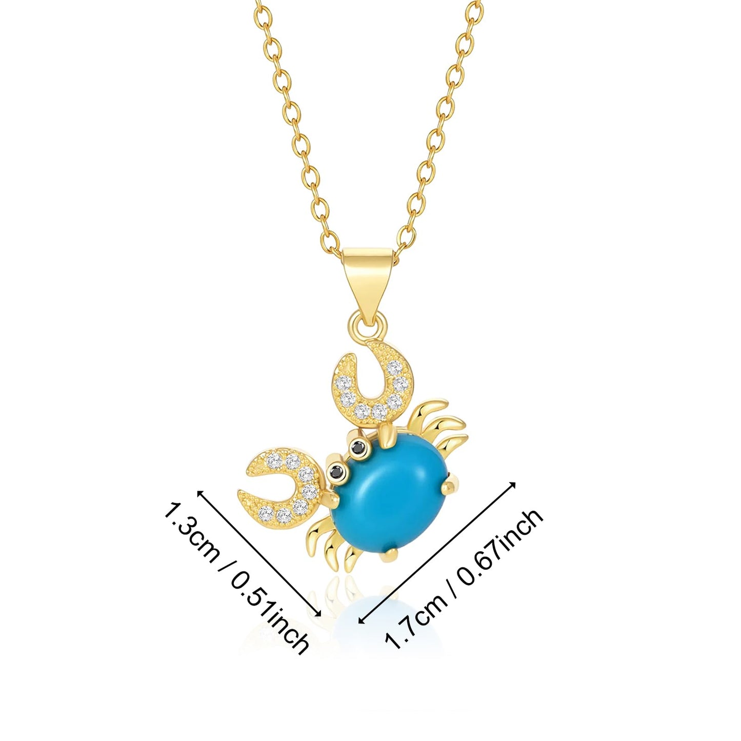 AUMRET Gold Plated CZ Turquoise Crab Necklace For Women-Blue Green Summer Necklace Beachy Jewelry for Valentines Day Mother's Day Christmas Birthday Gifts