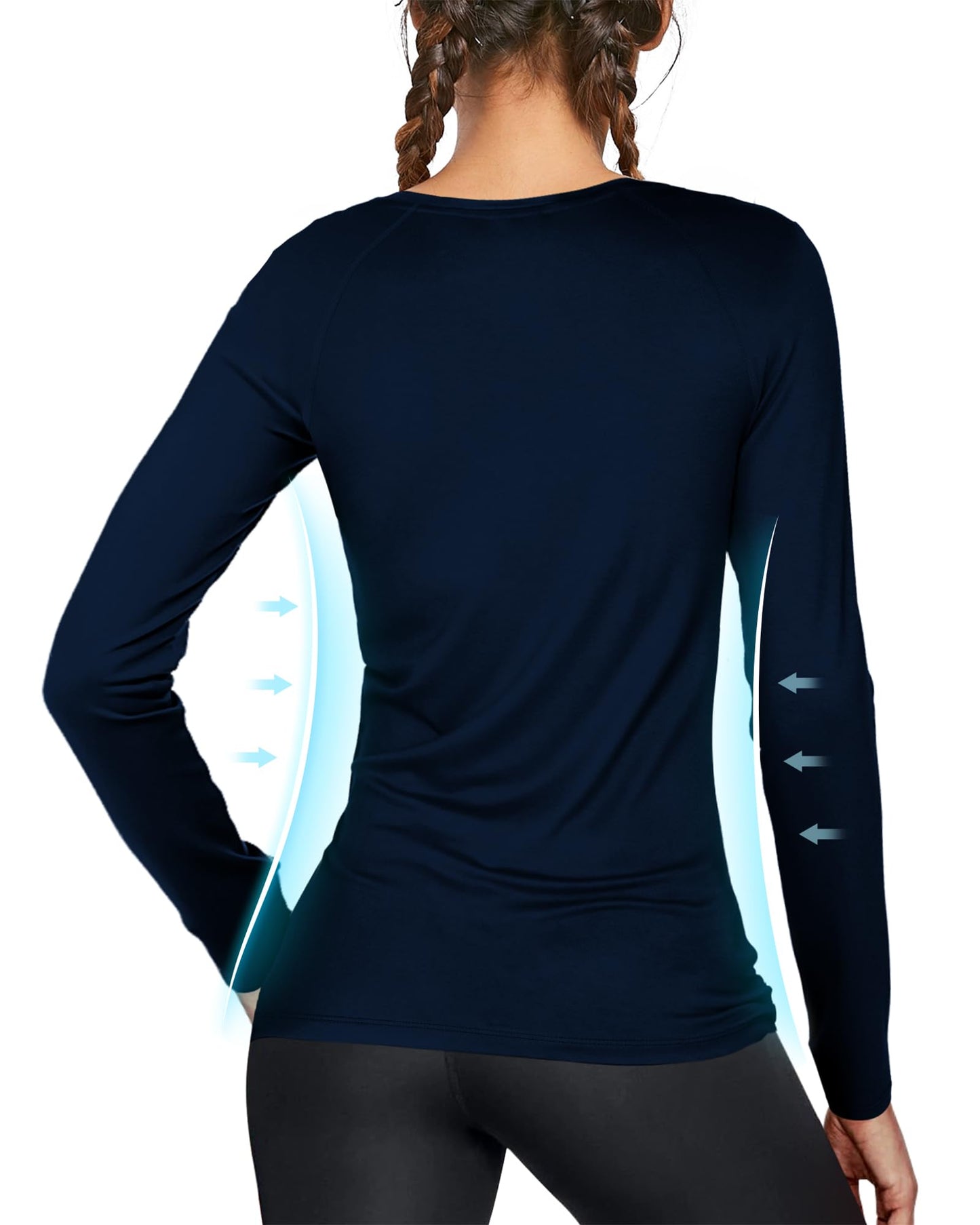 isnowood Women's Sun Protection Long Sleeve Shirts, UPF 50+ UV Rash Guard Swim Shirt, Workout Hiking Running Athletic Tops Daisy Blue
