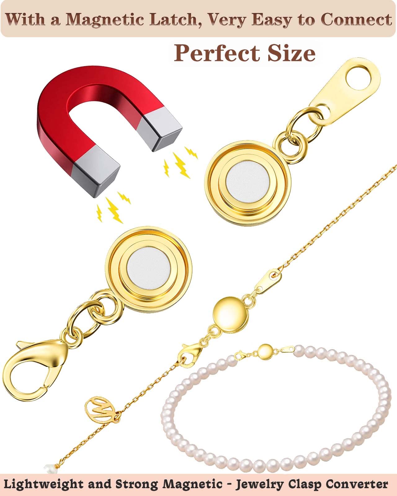 Dailyacc Necklace Clasps and Closures - Round Bracelet Extender Clasps for Jewelry Making