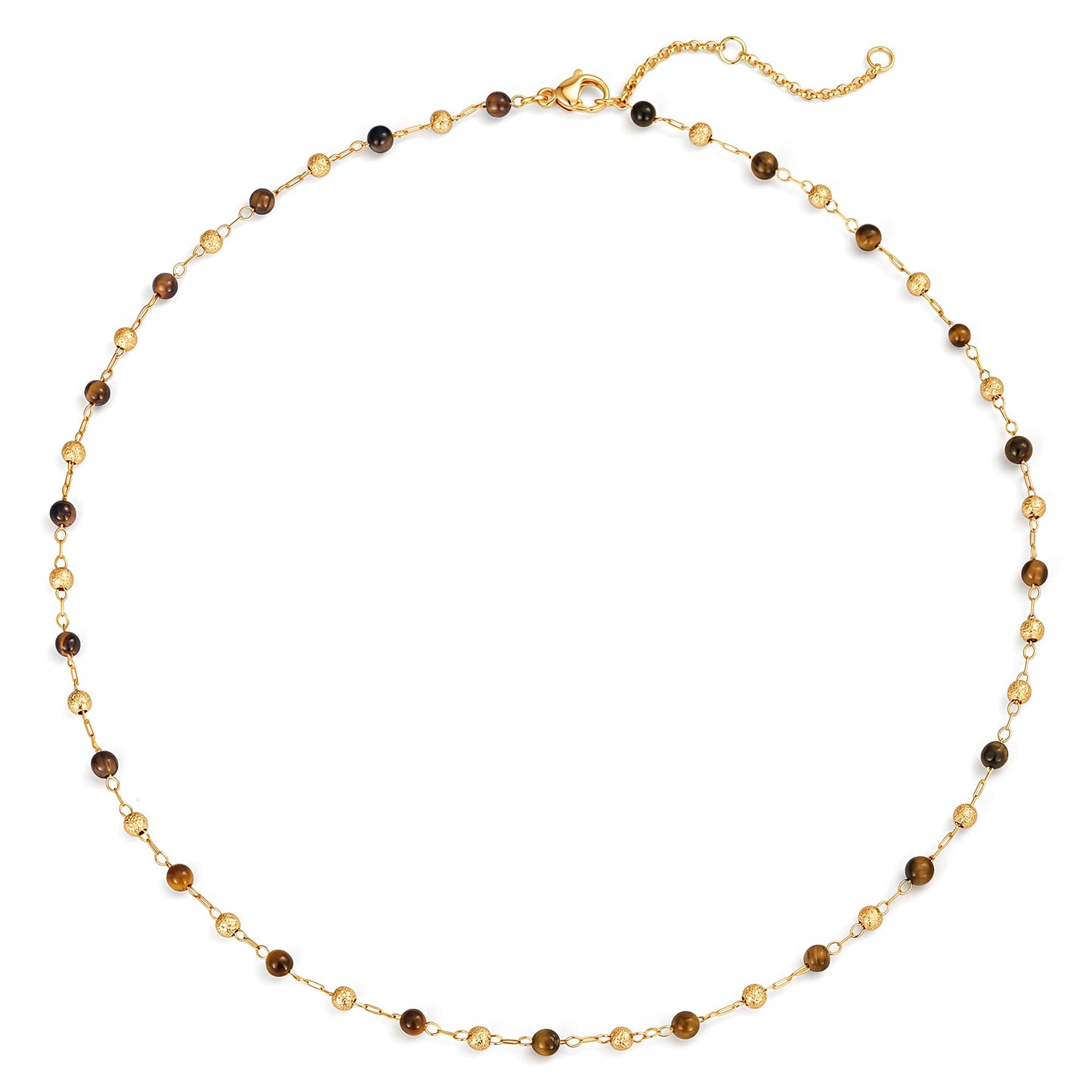 LOLAR RAY Huanghu Stone Jewelry for Women - 14K Gold Plated Round Beaded Choker Summer Beach Boho Choker Bead Gift