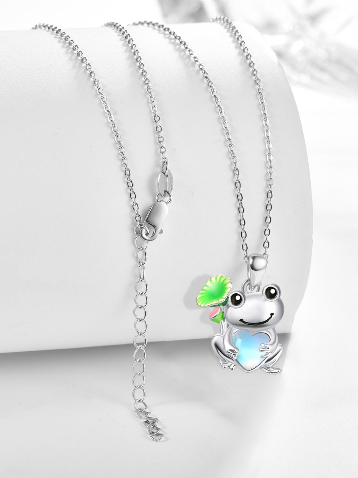 Dreamboat Frog Necklace for Women 925 Sterling Silver Moonstone Animal Pendant Jewelry Gifts for Frogs Lovers