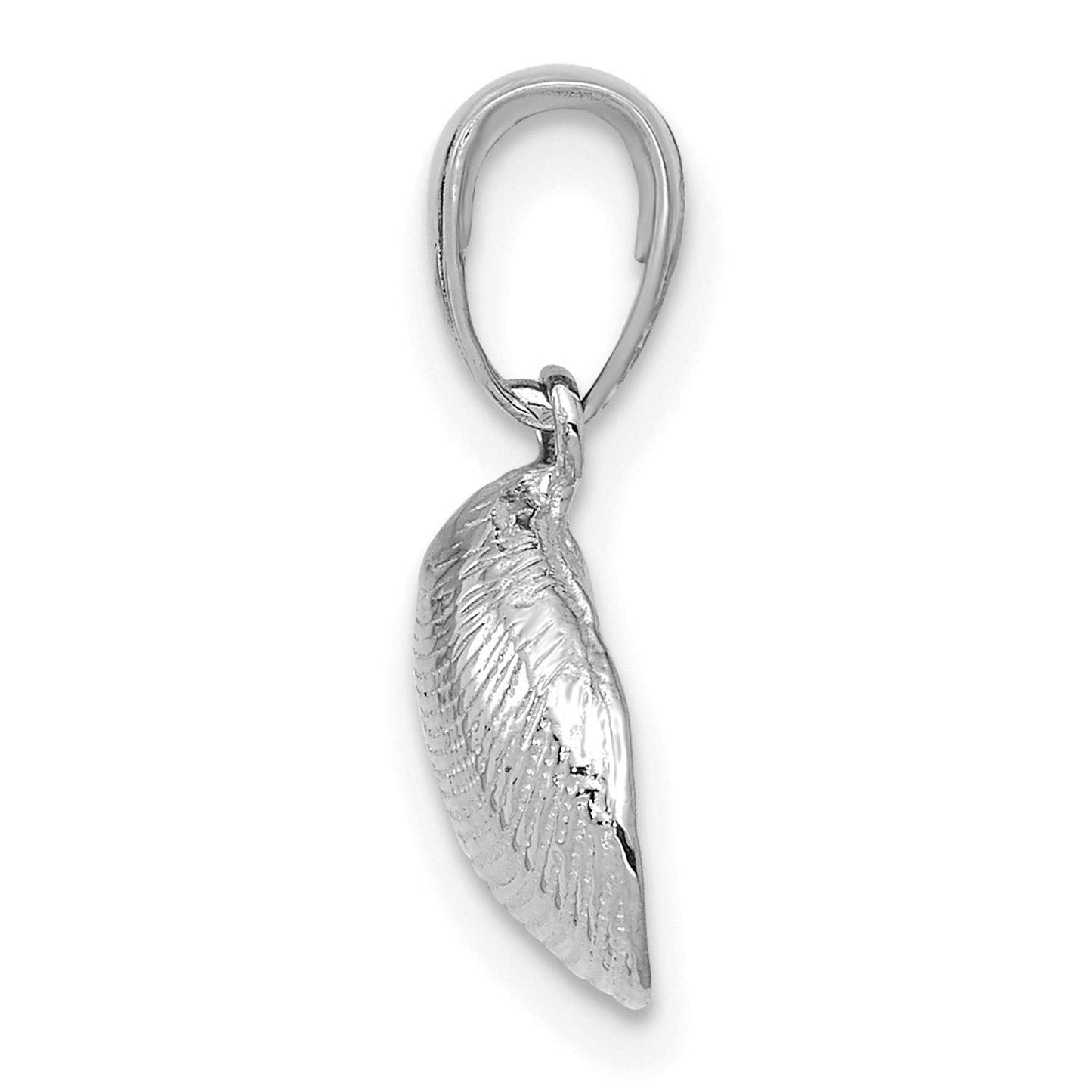 14k White Gold Seashell Pendant for Women - Clam Shell Design Ocean Jewelry with Coastal Charm, Beach Necklace Featuring Nautical Pendant and Marine Detail - Summer Accessory for Sea-Inspired Style