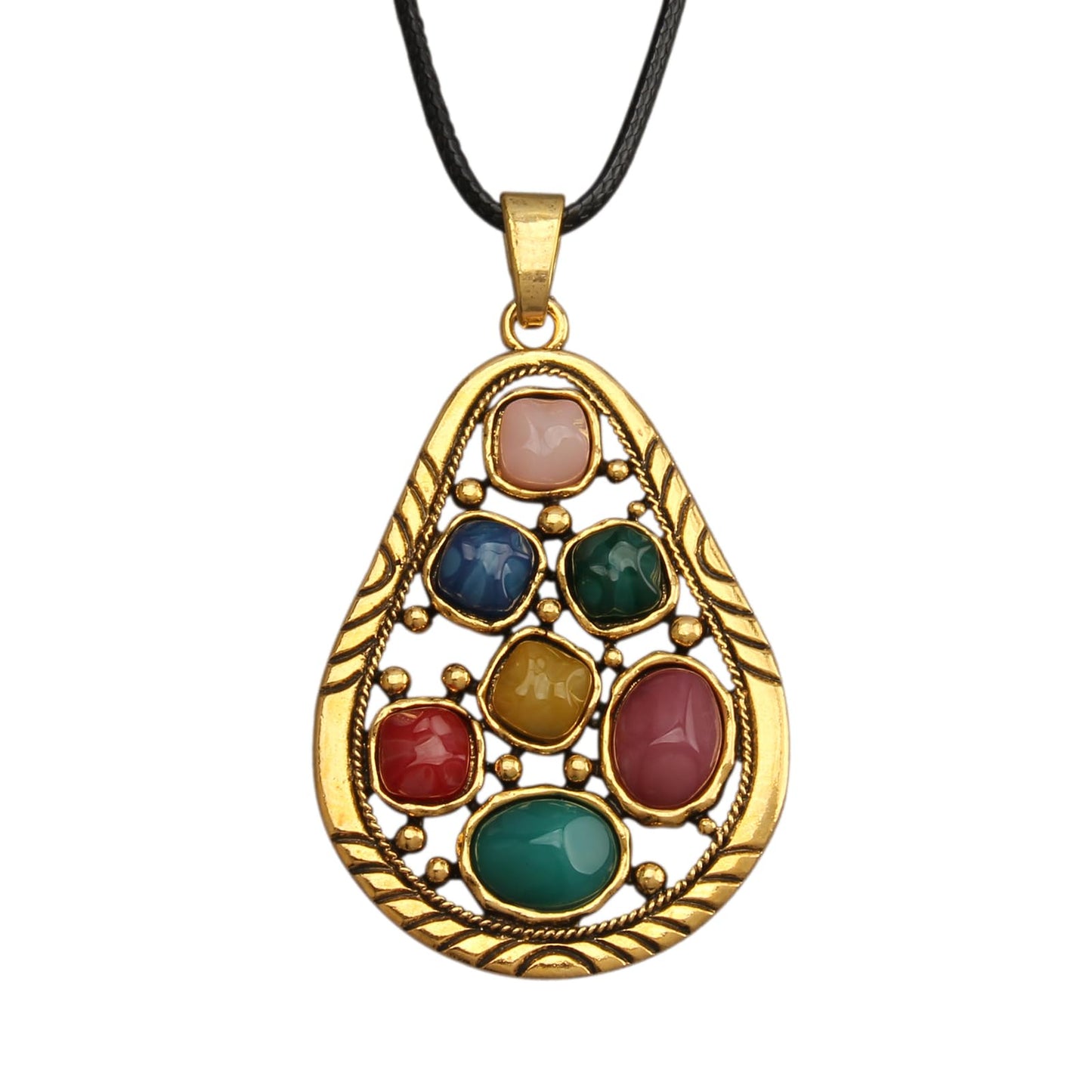 joymiao Bohemian Necklace Boho Pendant for Women Leather Choker Necklace Turquoise Jewelry for Women Trendy