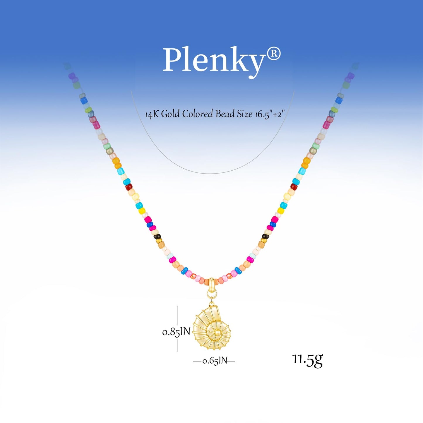 Plenky Gold Necklace for Women-Colorful Beaded Necklaces 14K Gold Plated Bohemian Choker Shell Beachy Jewelry for Women Gifts