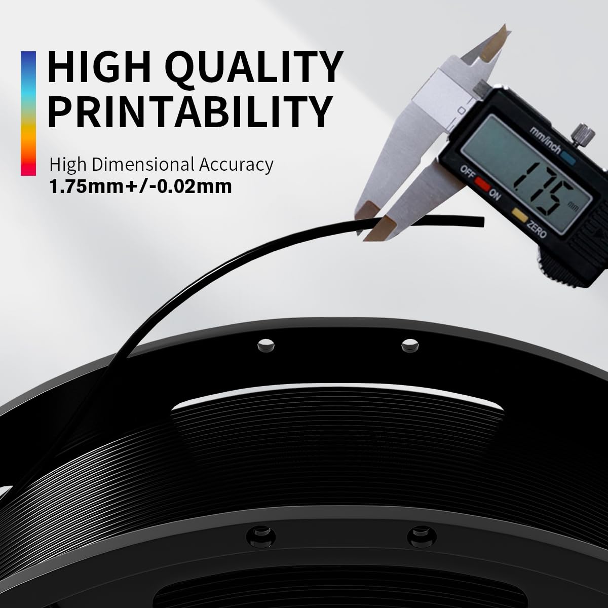 PLA+3D Printer Filament 1.75mm Bundle, Individually Vacuum Packed, Multicolor Dimensional Accuracy +/- 0.02mm, 0.25kg per Spool, 8 Pack, 2KG Total