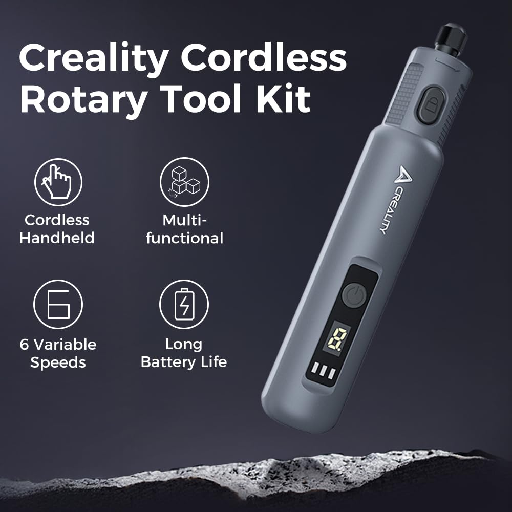Creality Cordkess Rotary Tool, 6-Speed Mini Rotary Tool Kit with 24 Accessories, Multi-Purpose 3.7V Rechargeable Power Rotary Tool for Sanding, Polishing, Drilling, Engraving, DIY Crafts