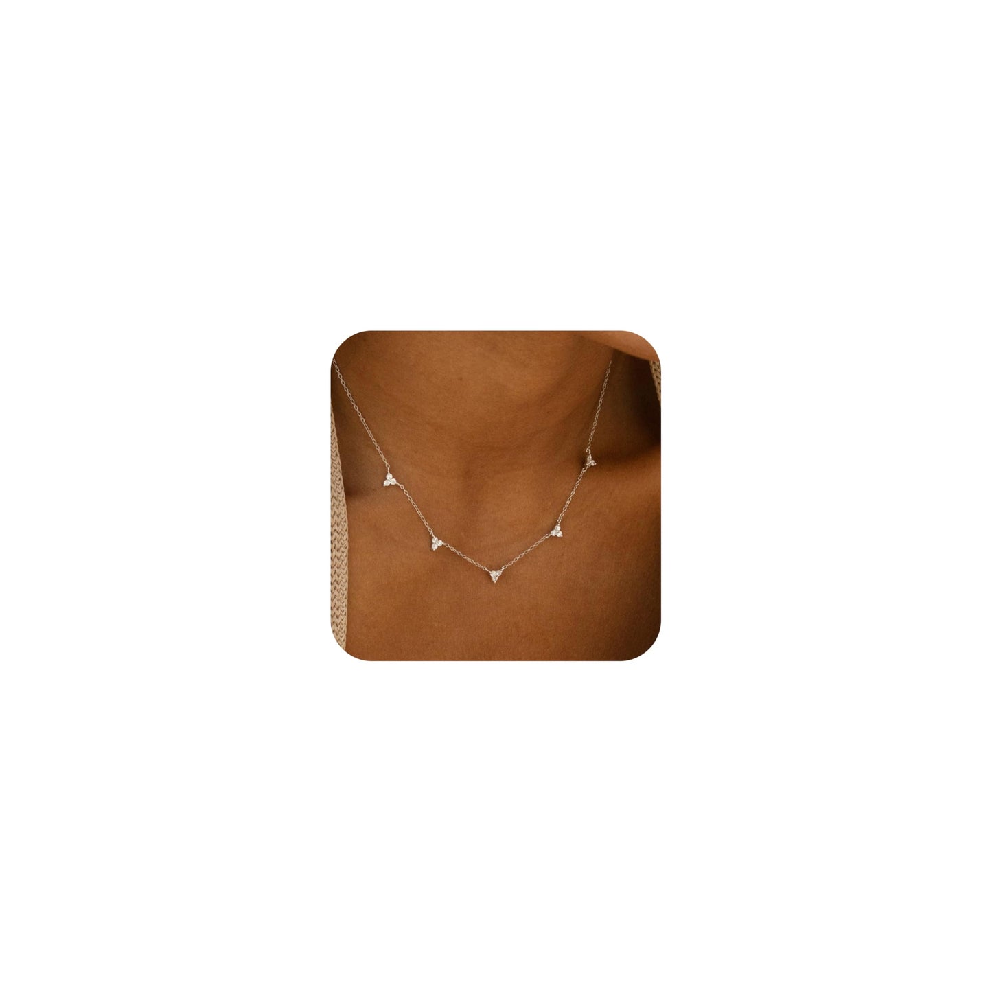 CUEZIY Dainty 14K Gold Plated Necklaces for Women Station Choker Necklace Cubic Zirconia Simulated Necklace Simple Cute Layering CZ Necklace Trendy Jewelry Gifts