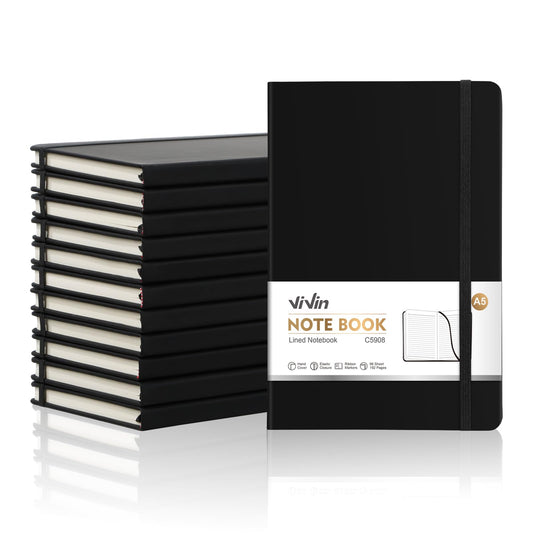ViVin Lined Journal Notebooks for Work,192 Pages,5.5 x 8.3 inch,College Ruled,A5 Hardcover Journaling Notebooks for Writing,12 Pack Bulk