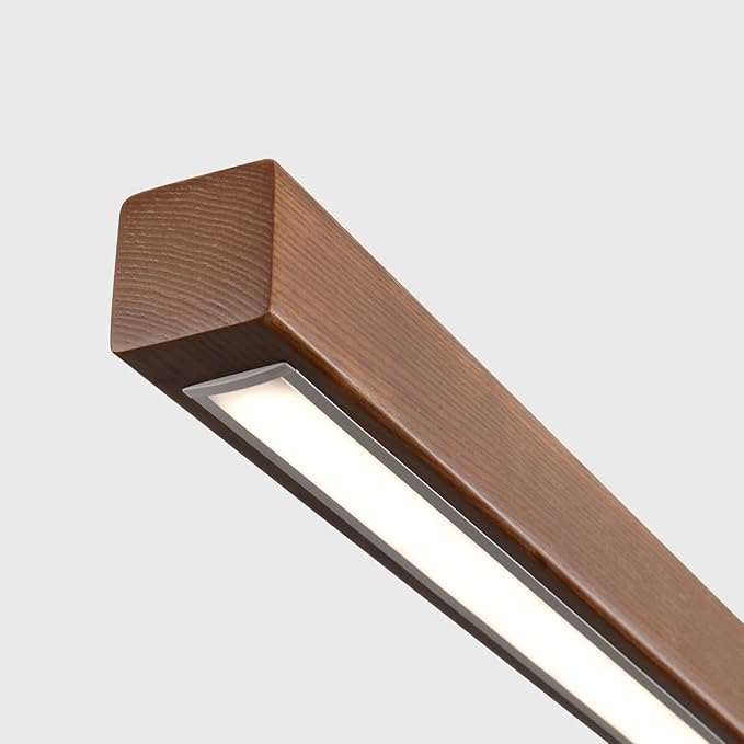 59" Wood Linear Pendant Light Fixtures Modern Led 40w Dimmable Pendant Lighting Kitchen Island Lighting Ceiling Hanging Farmhouse Chandeliers for Dining Room Pool Table Walnut Color