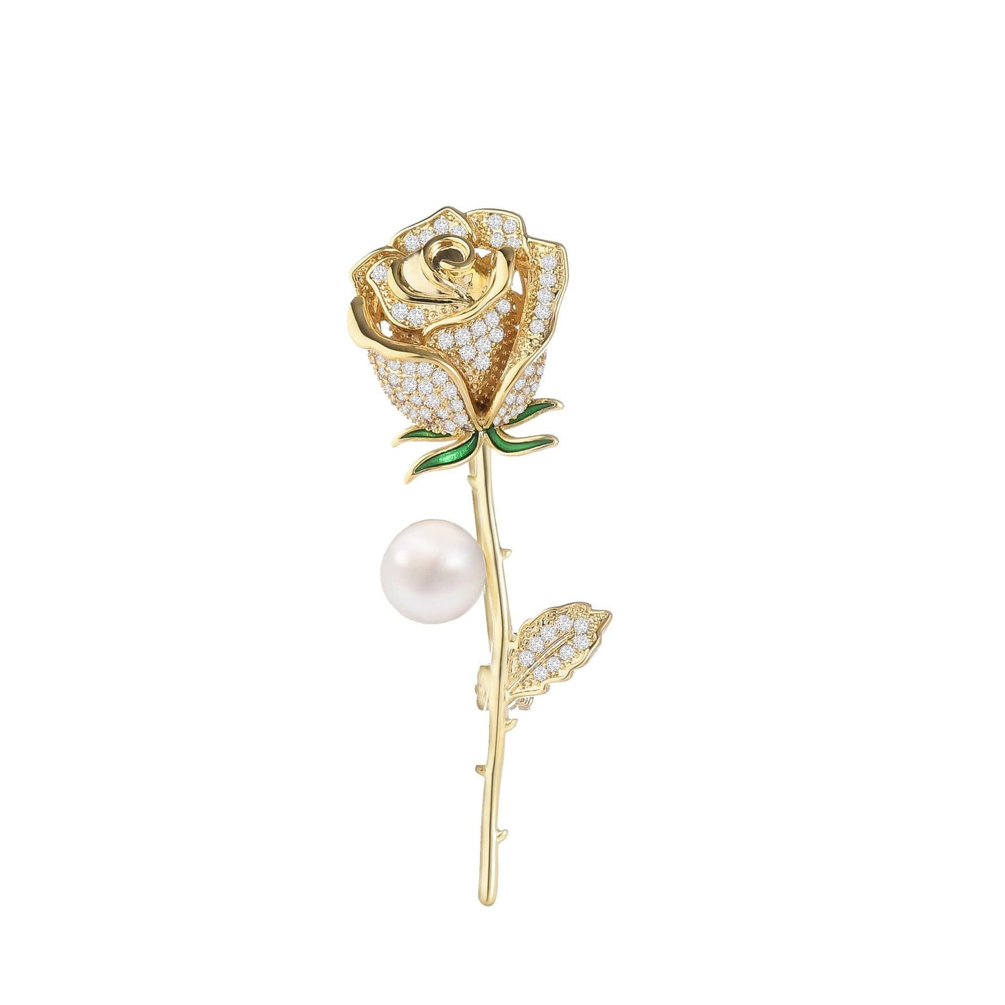EMEGCY Gold Rose Brooches Rose Pin Brooch 18k Gold Plated Flower Lapel Pin Jewelry Gift for Women Wife Bride Birthday Wedding