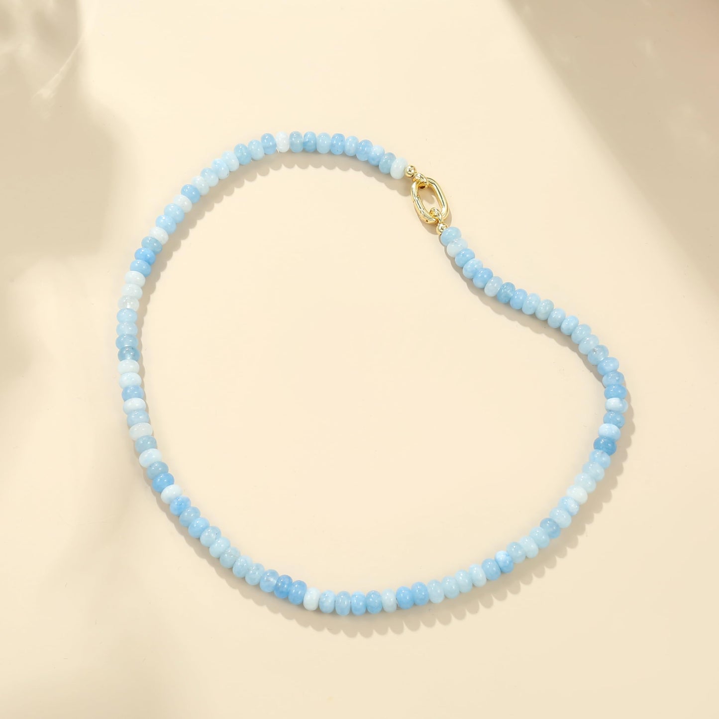 CONRAN KREMIX Azure Stone Beaded Necklace for Women,Natural Gemstone Bead Choker Necklaces Boho Summer Beach Layering Necklace Jewelry Gift for Women