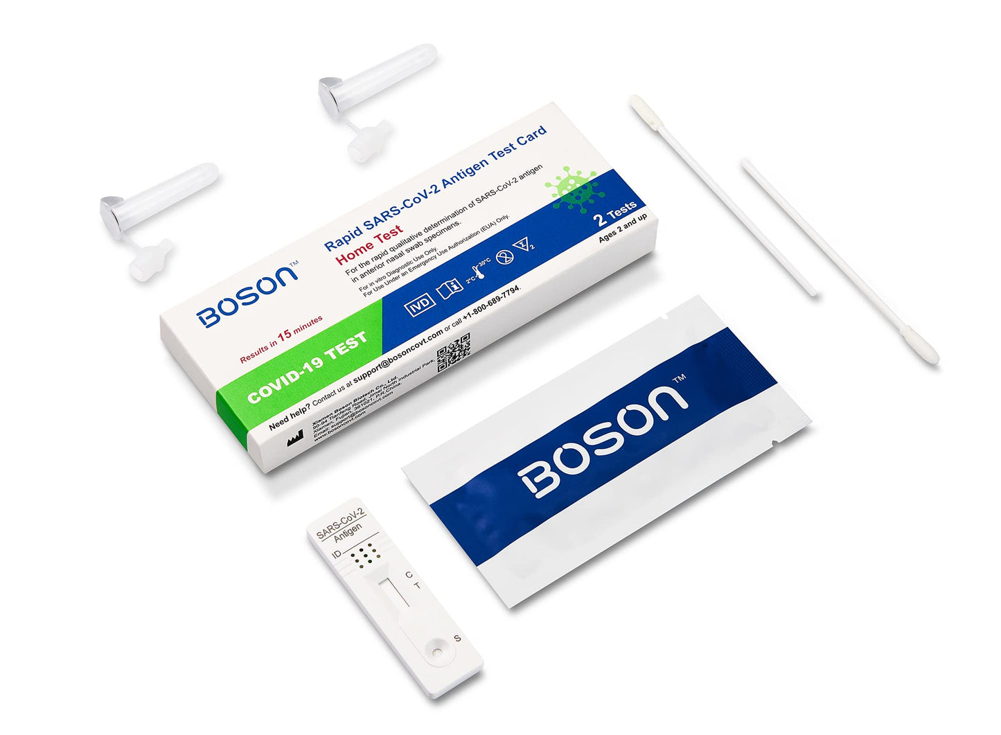 BOSON Rapid SARS-CoV-2 Antigen Test Card, FDA EUA Authorized OTC at-Home Self test, Results in 15 Minutes, Convenient and Comfortable to use 8 Tests
