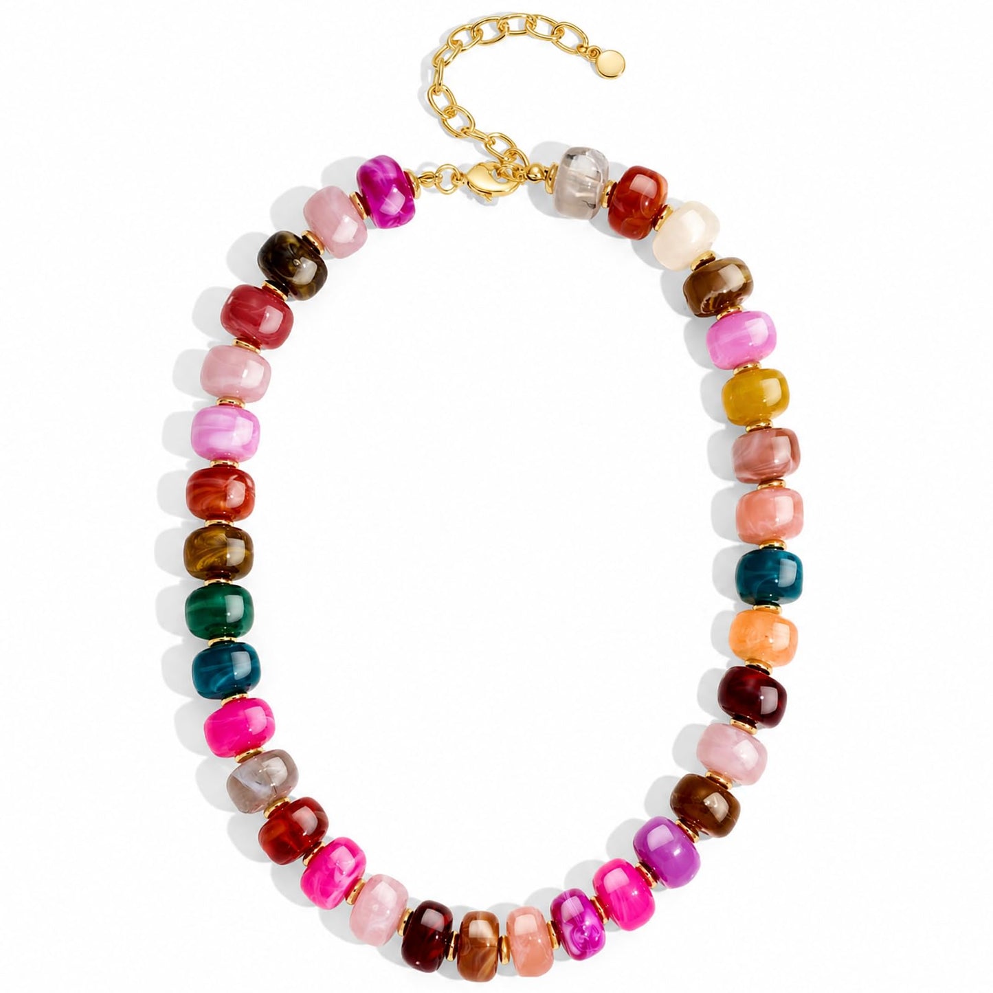 FAUTHENTICUTE Colorful Beaded Choker Necklace for Women Rainbow Bead Statement Necklace Boho Summer Beach Necklaces Trendy Western Beaded Necklaces for Women Everyday Jewelry