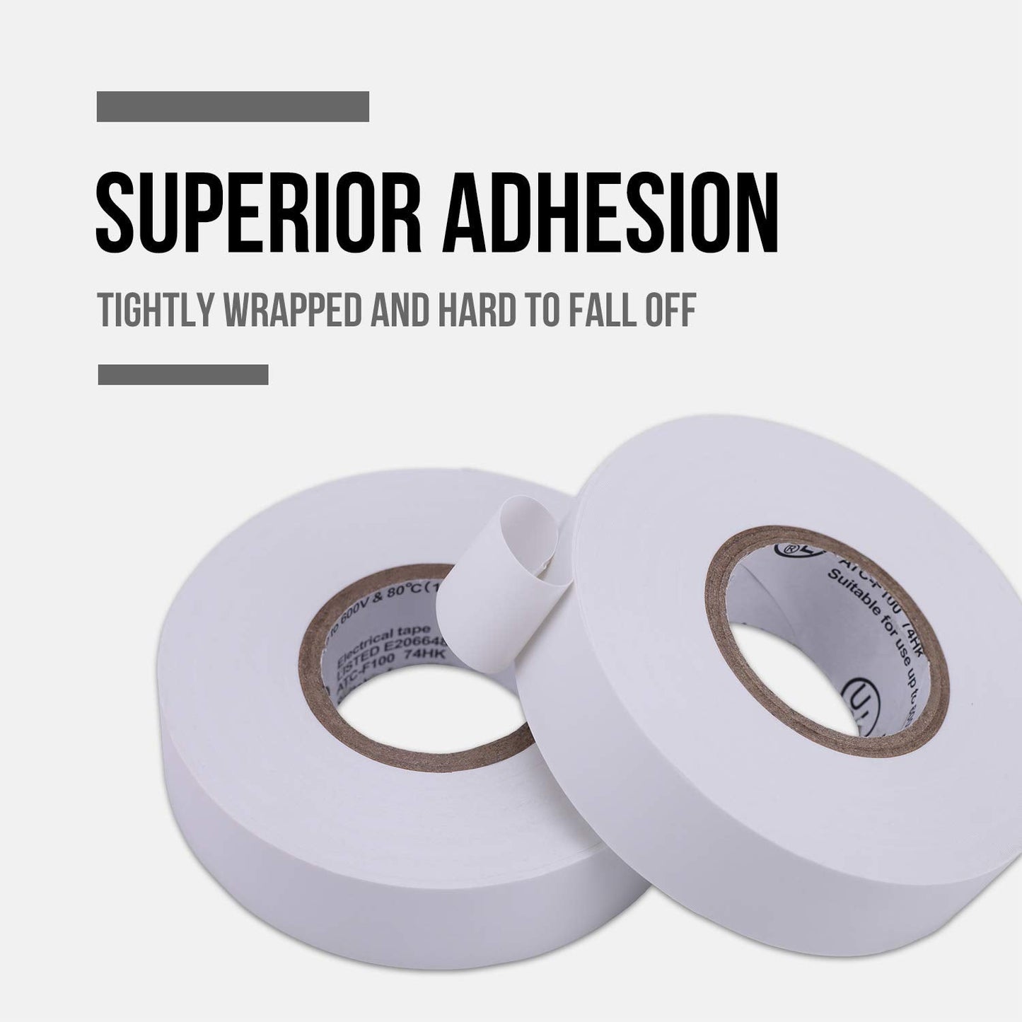 Lichamp 10-Pack White Electrical Tape Waterproof, 3/4 in x 66ft, Industrial Grade UL/CSA Listed High Temp Electrical Tape Electric Super Vinyl