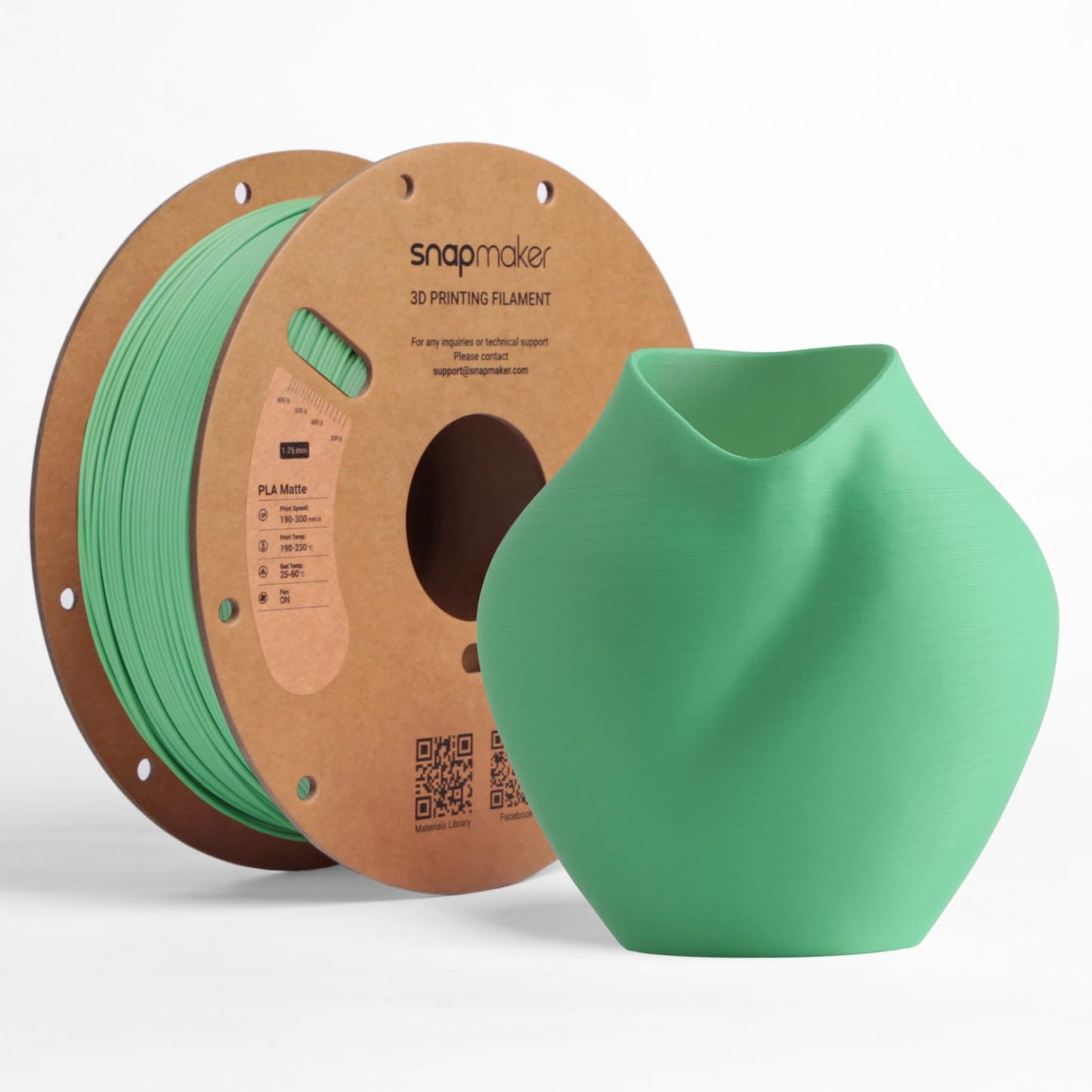 Snapmaker Matte PLA Filament 1.75mm, RFID 3D Printer Filament for Snapmaker U1, Dimensional Accuracy +/- 0.02mm, 300mm/s High Speed Printing Clog-Free for Most FDM Printers,1kg(2.2lbs) Pine Green